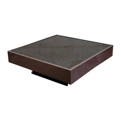 Couchtisch aus Stahl und Glas – Zuschreibung Willy Rizzo für Cidue – 1970er Jahre