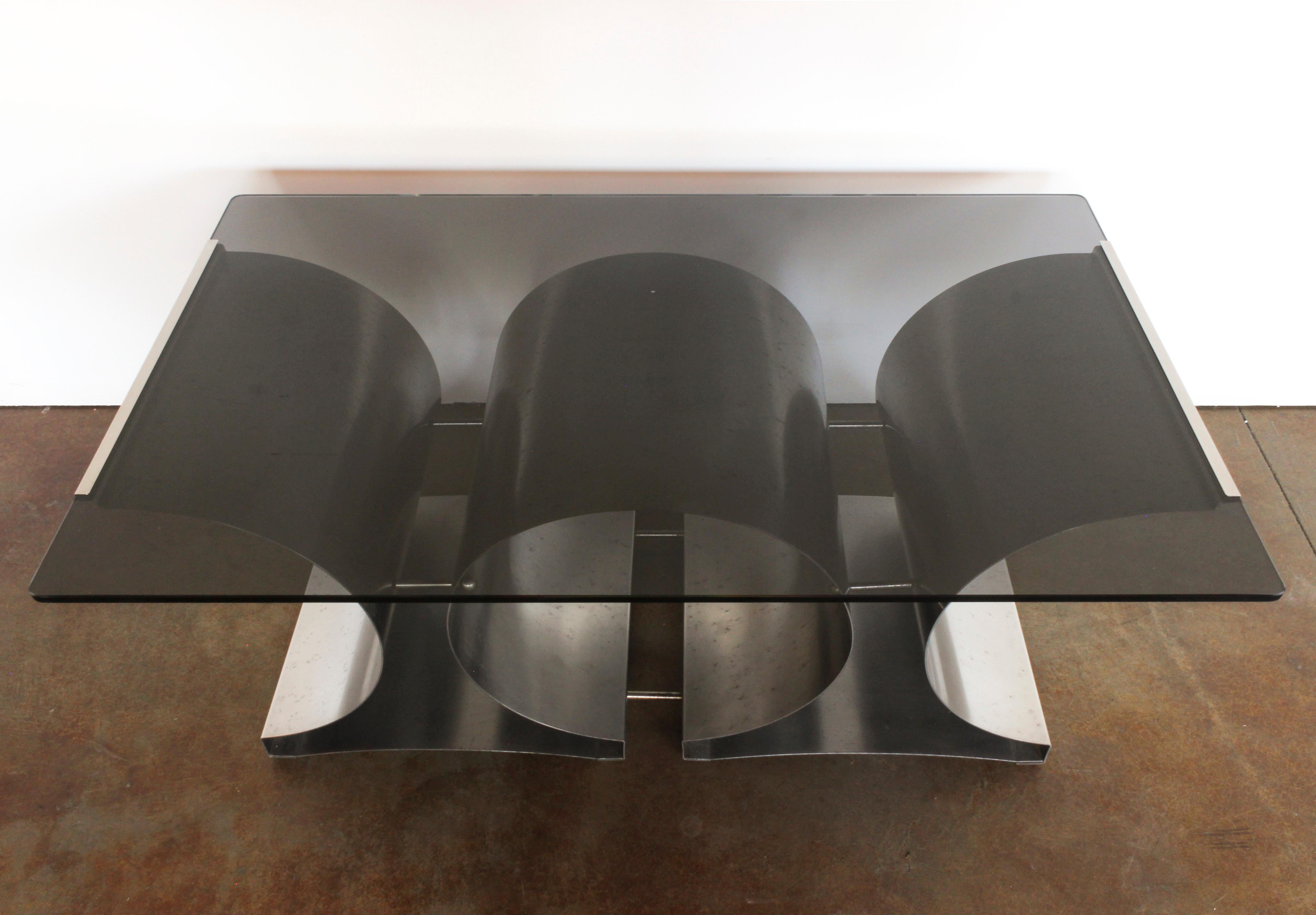 Steel and Glass Coffee Table by Francois Monnet for Kappa, French, c. 1970 For Sale 1