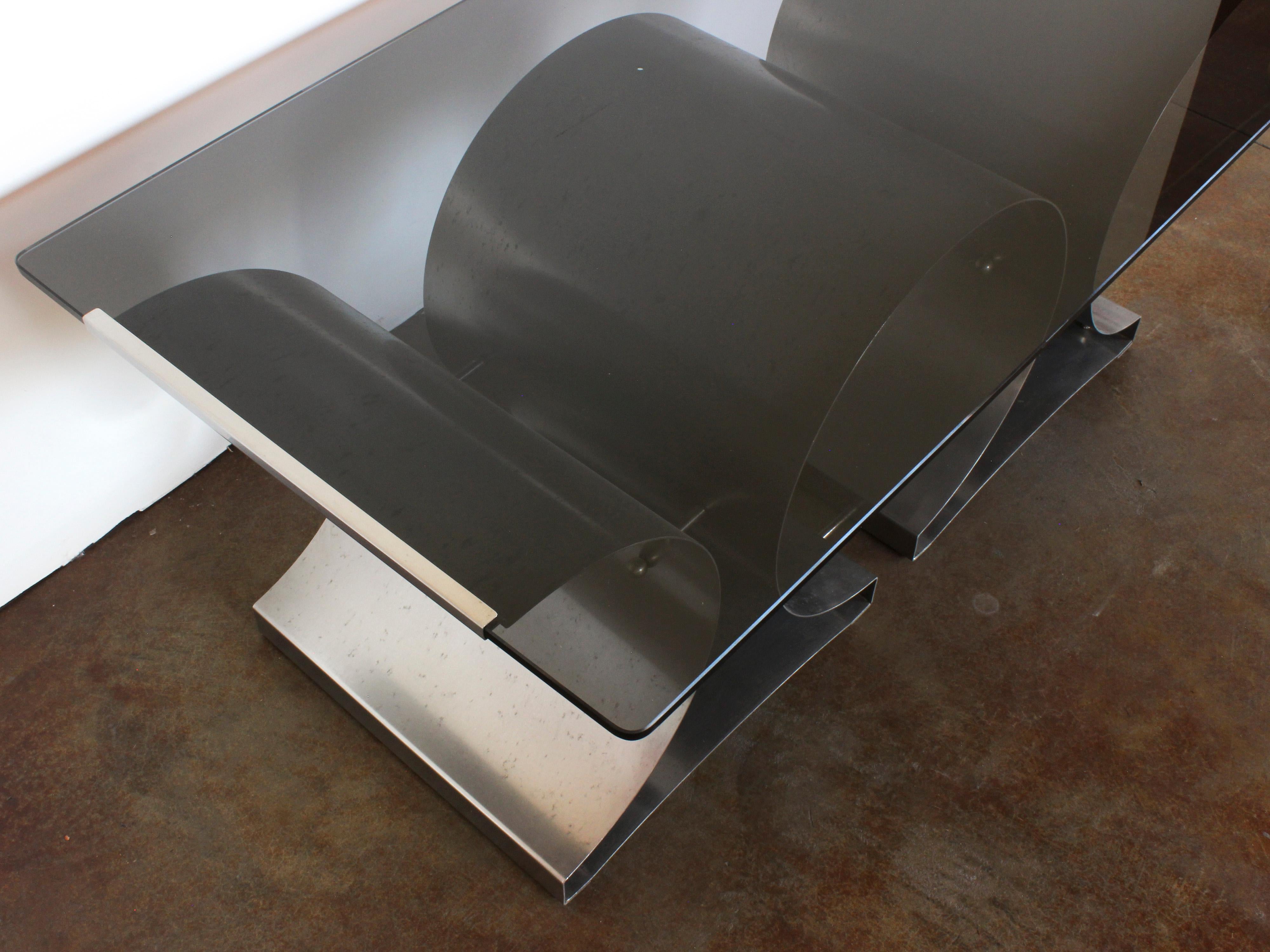 Fin du 20e siècle Table basse en acier et verre de Francois Monnet pour Kappa, France, vers 1970 en vente