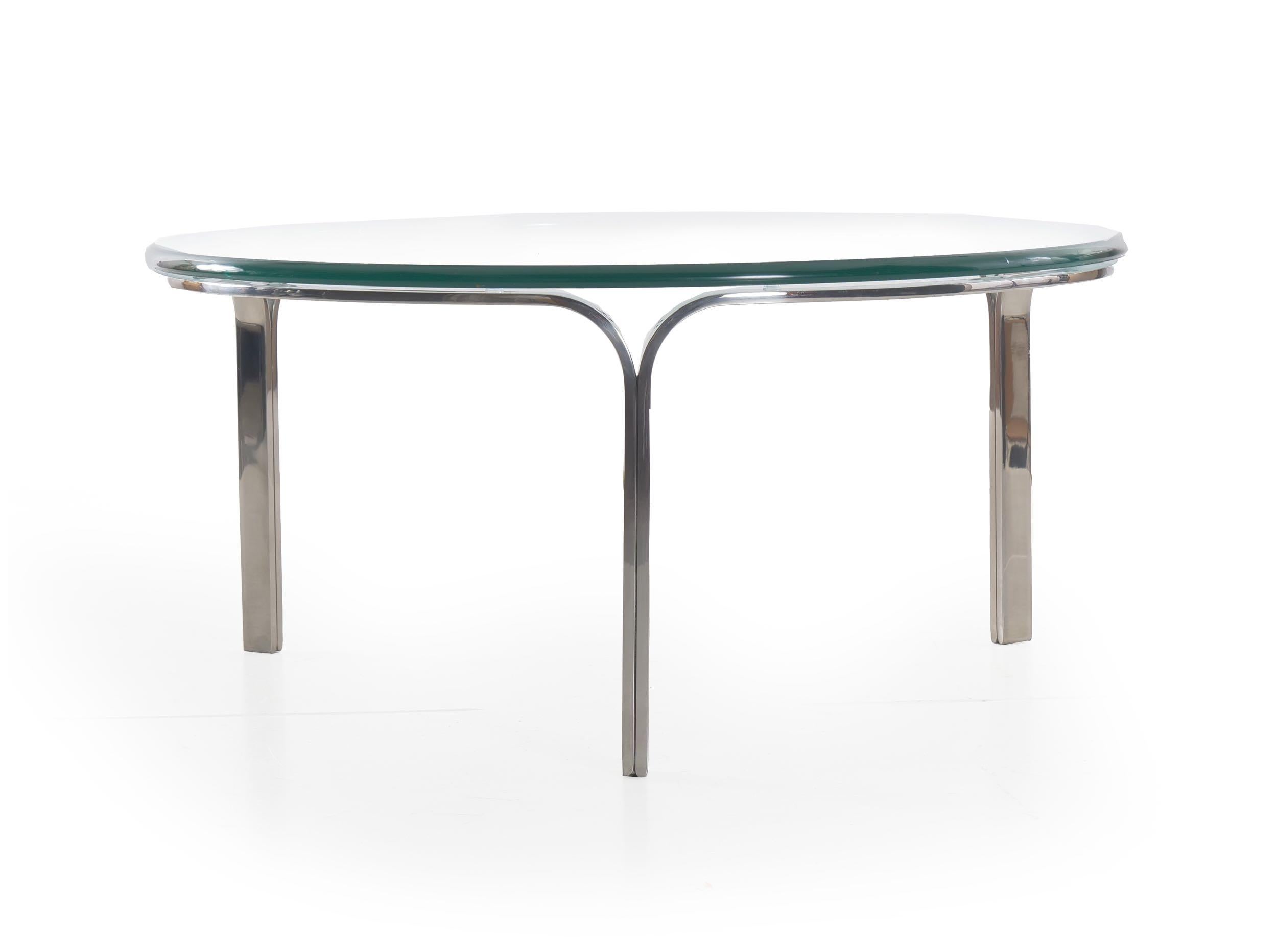 Bauhaus Steel and Glass Coffee Table by Nicos Zographos, circa 1960s