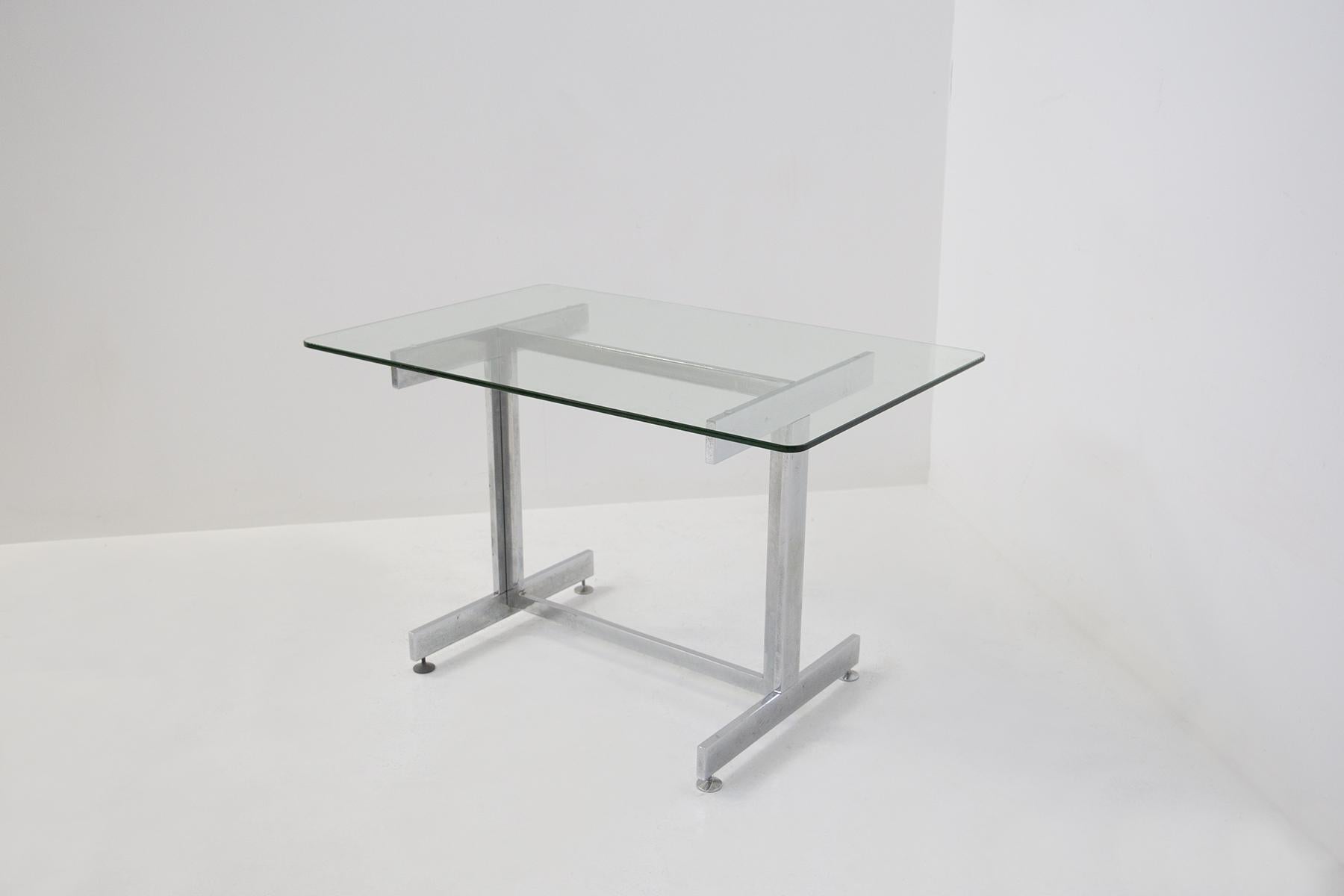 Mid-Century Modern Steel and Glass Desk by Vittorio Introini from Vips Residence