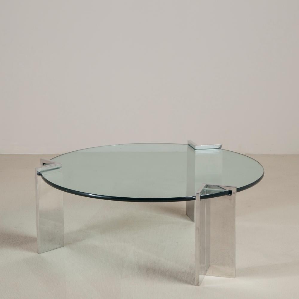 Mid-Century Modern Steel and Glass Leon Rosen for Pace Coffee Table, 1970s