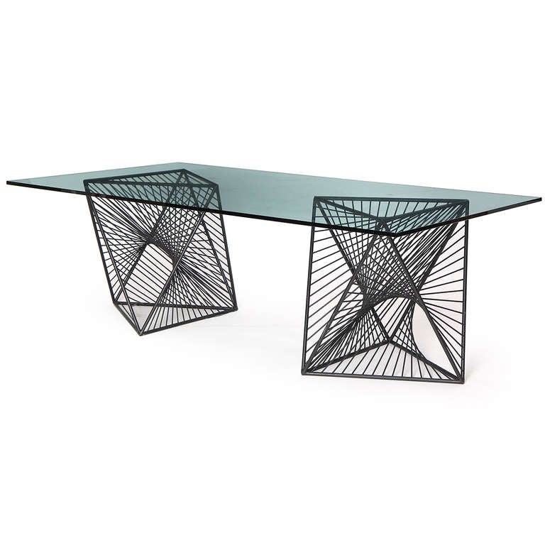 American Steel and Glass Modernist Dining Table For Sale
