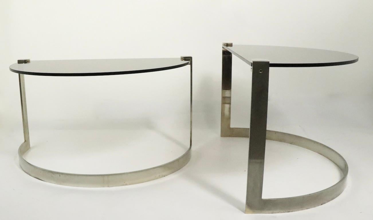 Steel and Glass Nesting Tables by Friedrich Moller for Ronald Schmitt Tische For Sale 3