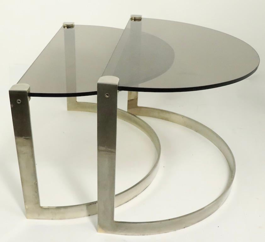 Steel and Glass Nesting Tables by Friedrich Moller for Ronald Schmitt Tische For Sale 5