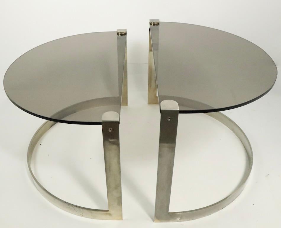 Style international Tables gigognes en acier et verre de Friedrich Moller pour Ronald Schmitt Tische en vente