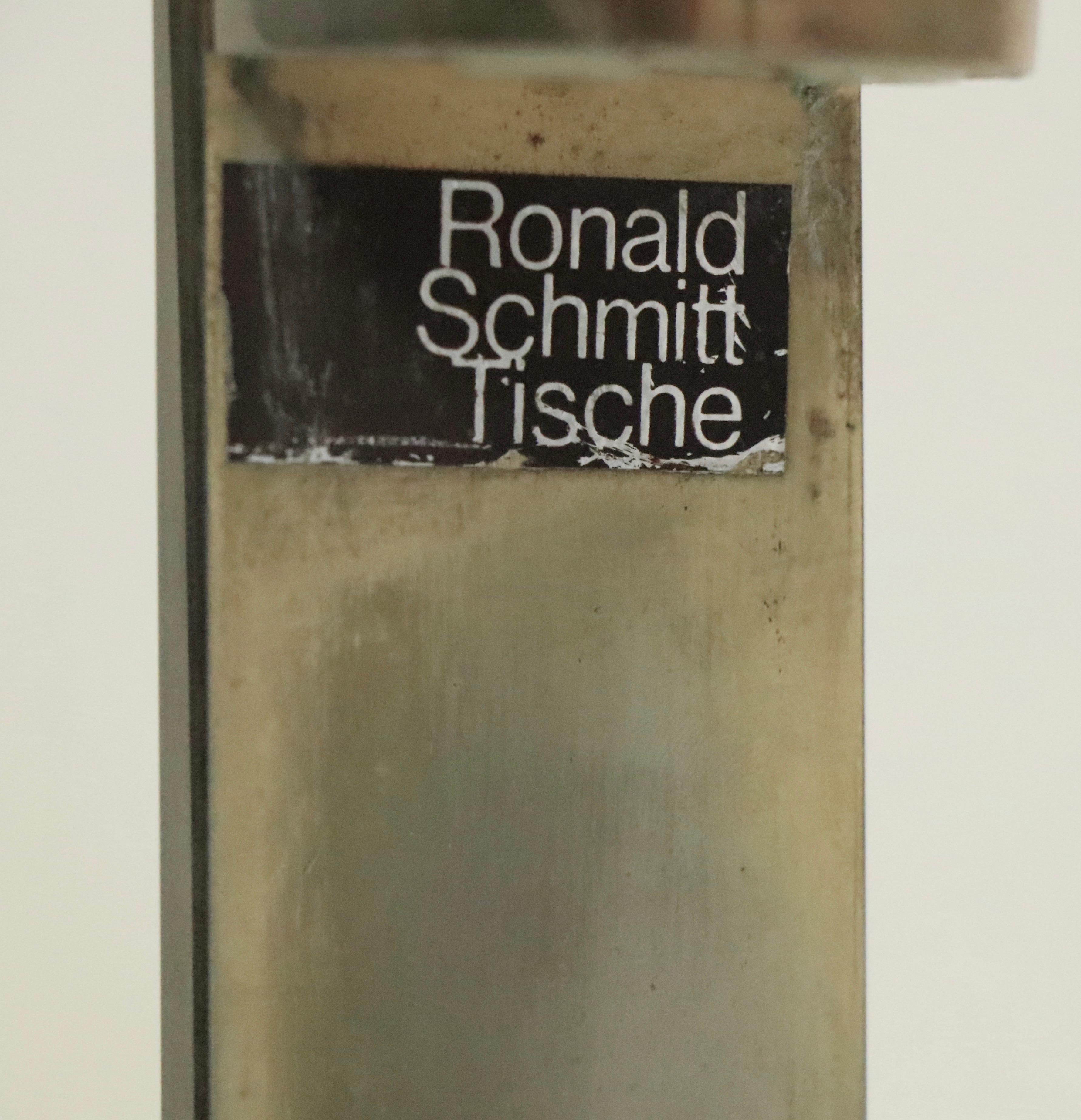Acier inoxydable Tables gigognes en acier et verre de Friedrich Moller pour Ronald Schmitt Tische en vente