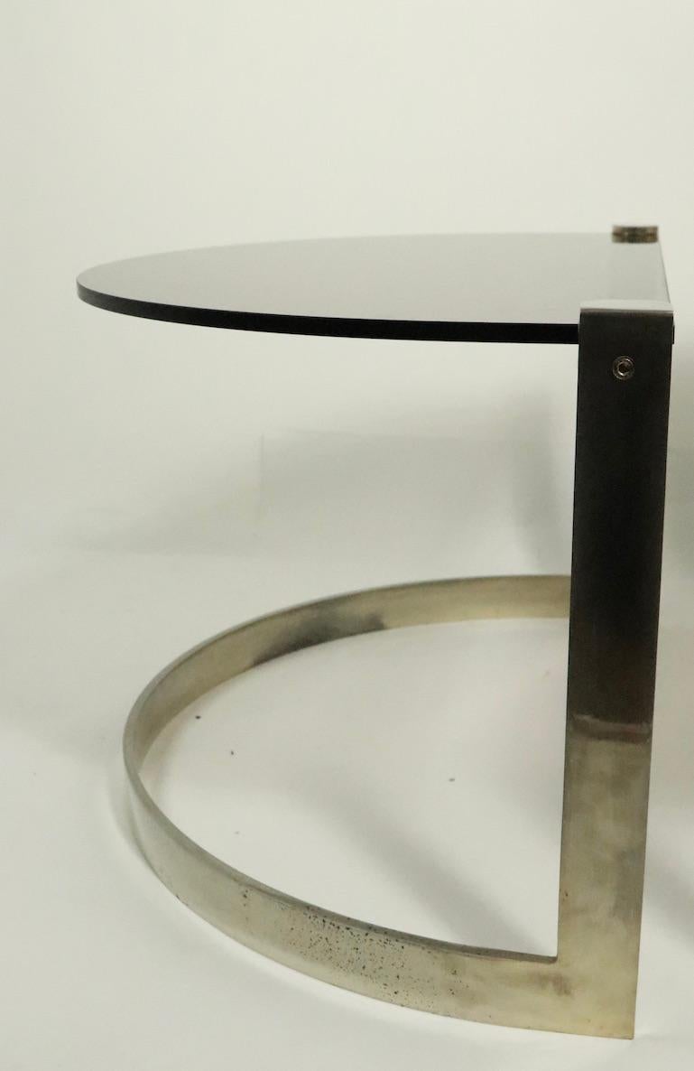 Stainless Steel Steel and Glass Nesting Tables by Friedrich Moller for Ronald Schmitt Tische For Sale
