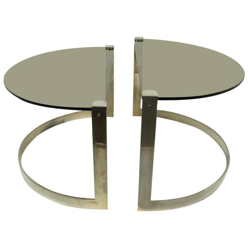 Steel and Glass Nesting Tables by Friedrich Moller for Ronald Schmitt Tische For Sale