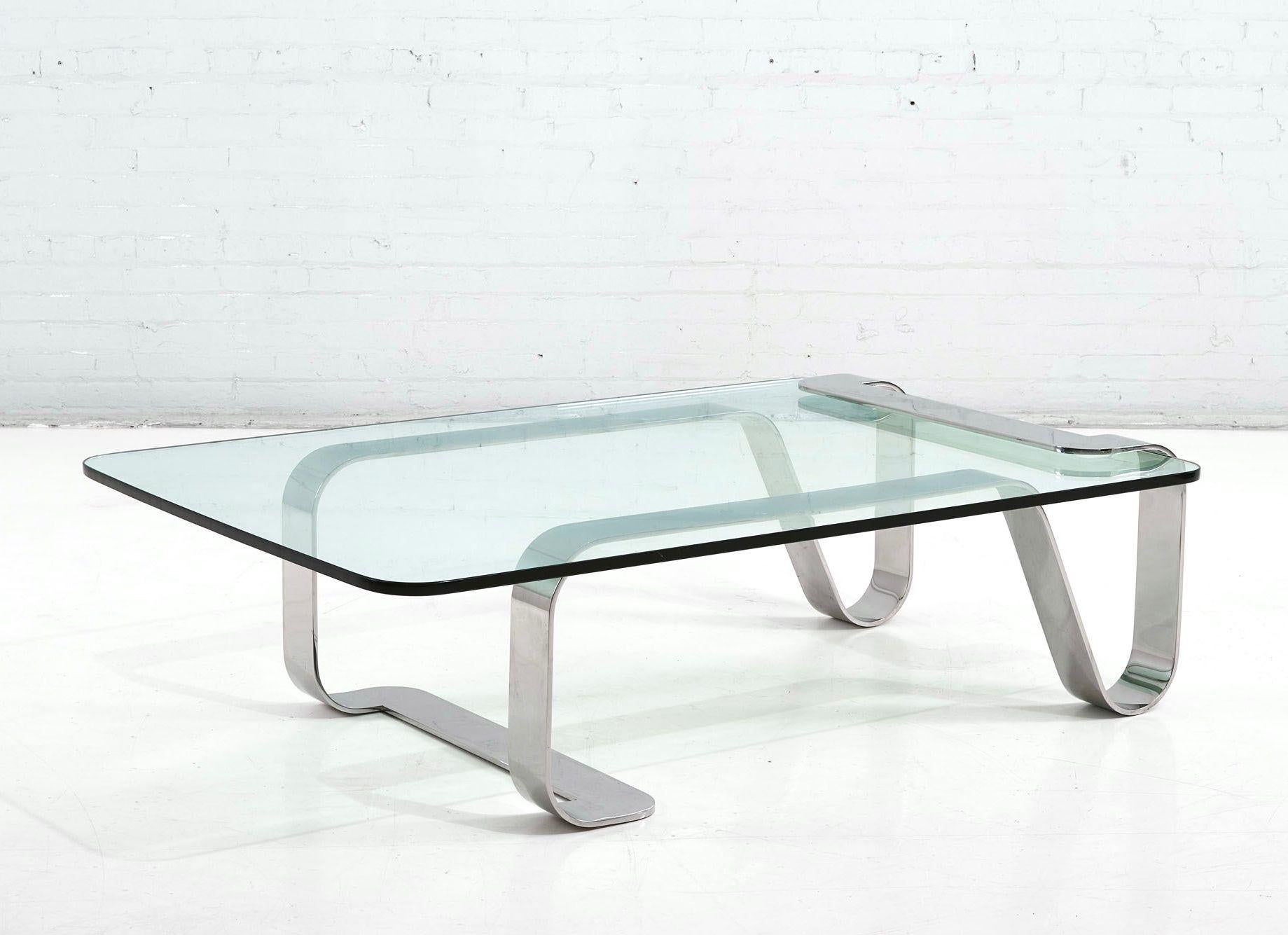 Couchtisch „Odyssey“ aus Stahl und Glas von Gary Gutterman, 1970 (Moderne der Mitte des Jahrhunderts) im Angebot