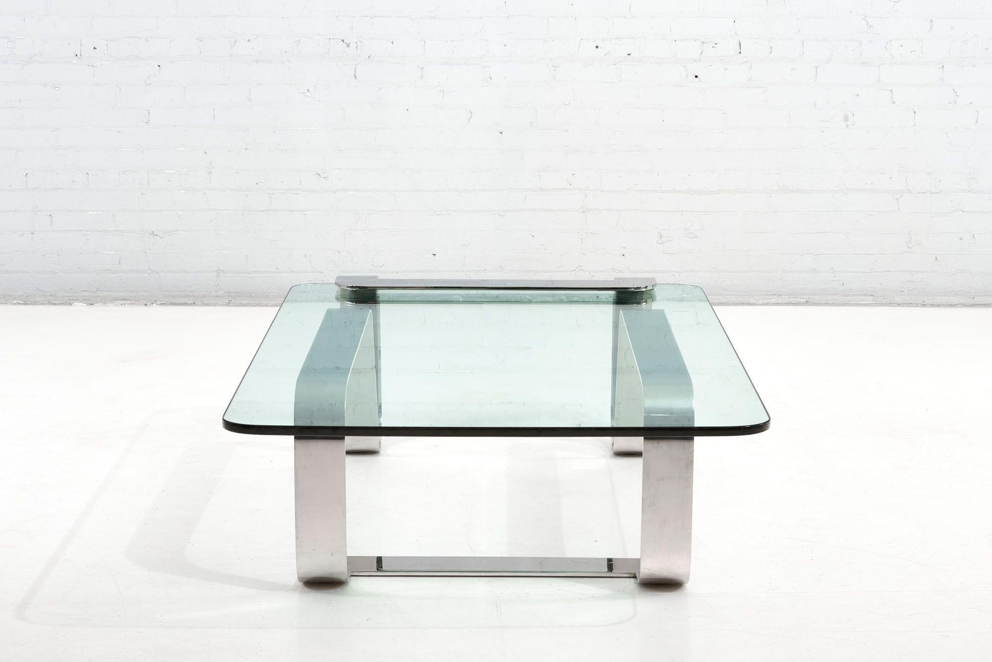 Couchtisch „Odyssey“ aus Stahl und Glas von Gary Gutterman, 1970 im Zustand „Gut“ im Angebot in Chicago, IL