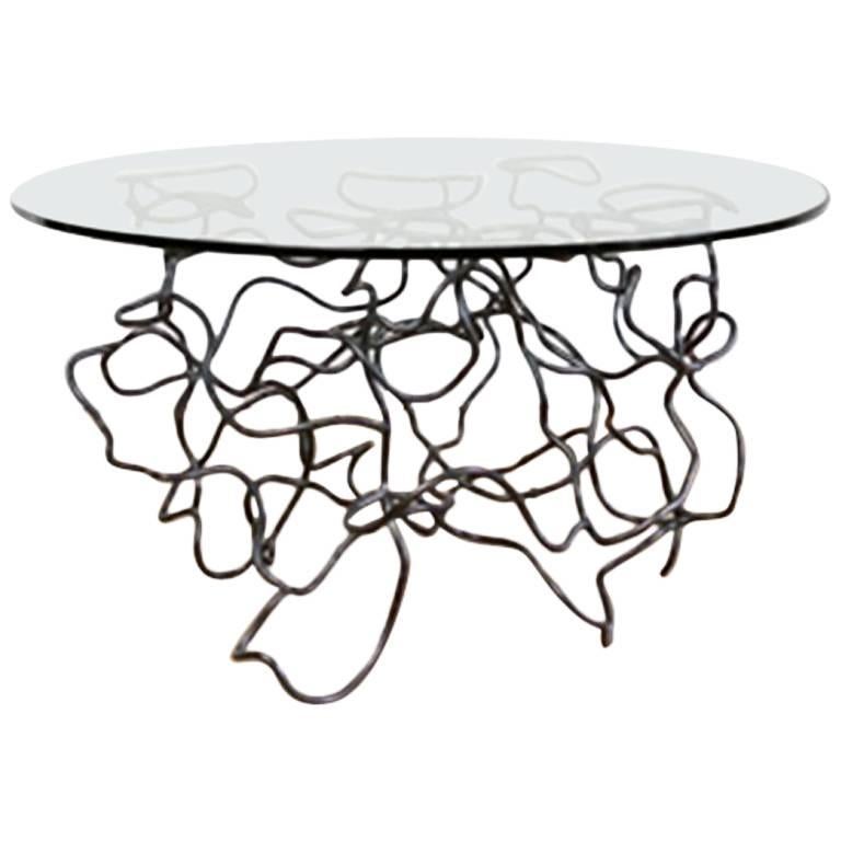 Steel and Glass "Scribble" Side Table by Rebecca Welz For Sale