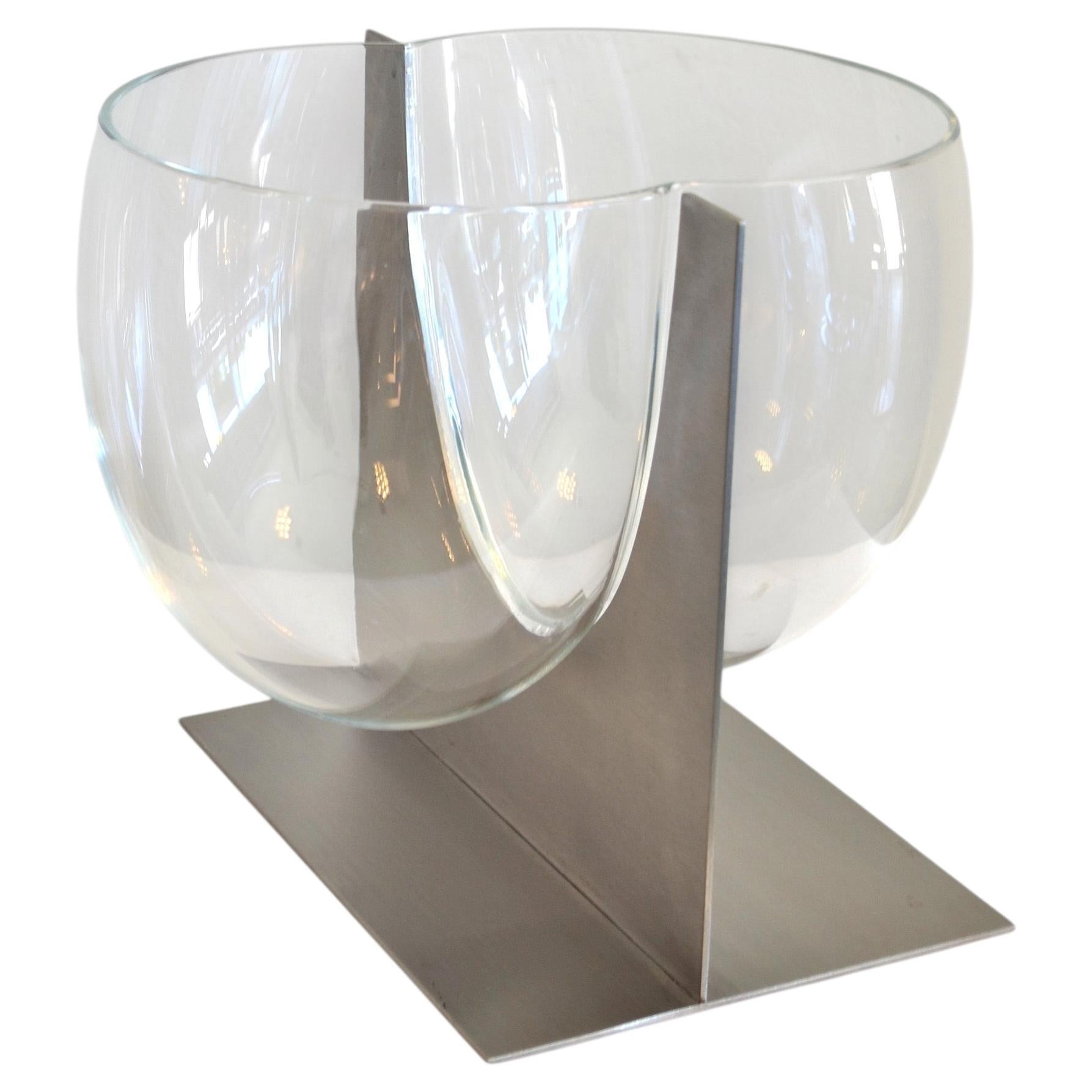 Steel and Glass Vase by Carlo Nason for AV Mazzega Model S 506, 1970, Italy For Sale