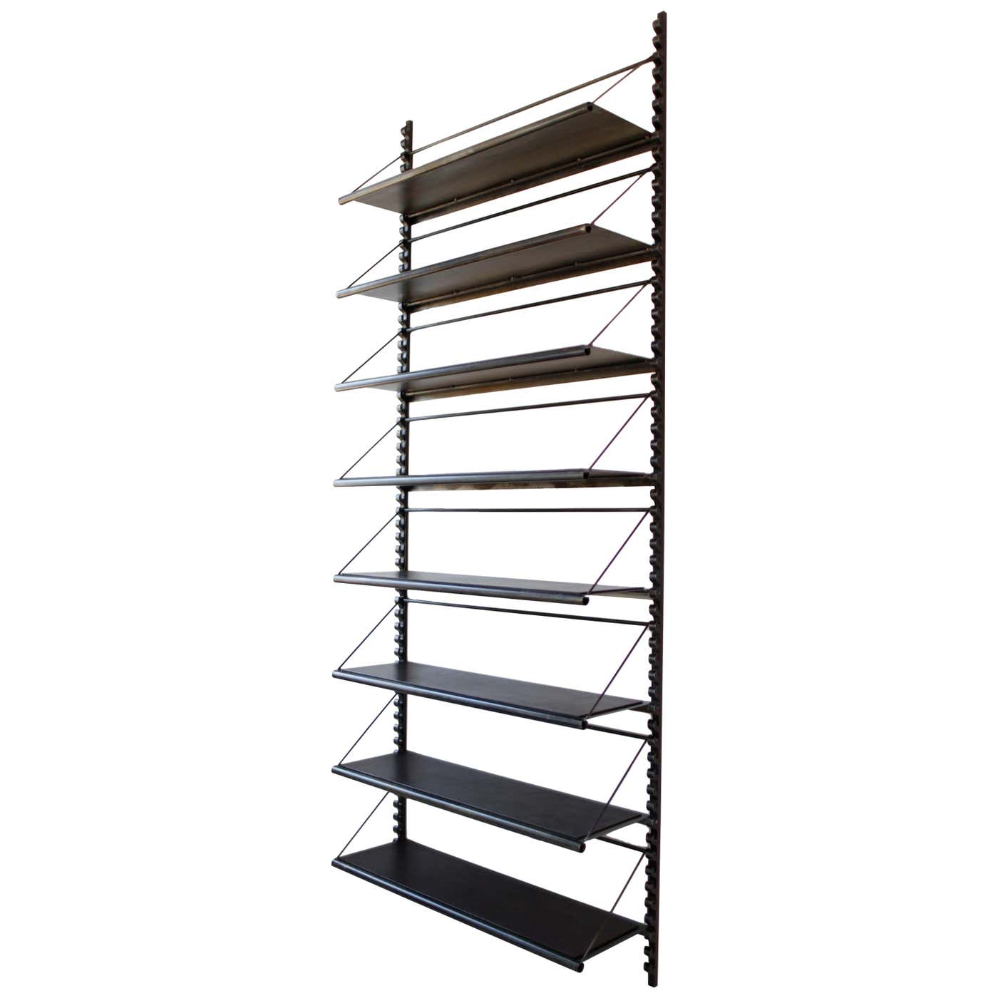 Steel and Leather Adjustable Library Shelving For Sale at 1stDibs ...
