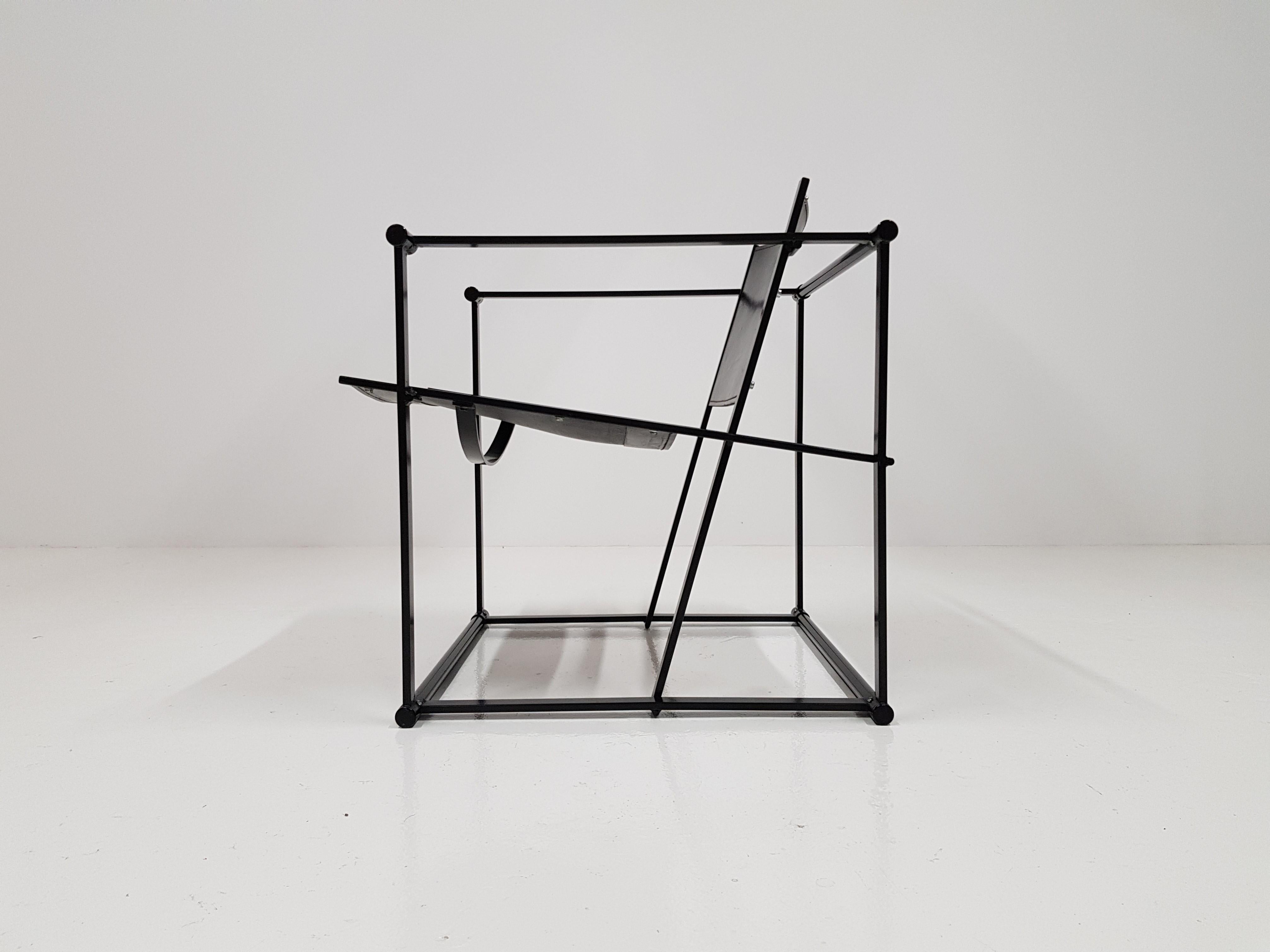 Post-Modern Steel and Leather FM62 Chair by Radboud Van Beekum for Pastoe, 1980s