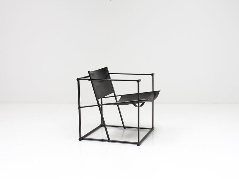 Steel and Leather FM62 Chair by Radboud Van Beekum for Pastoe, 1980s In Good Condition In London Road, Baldock, Hertfordshire