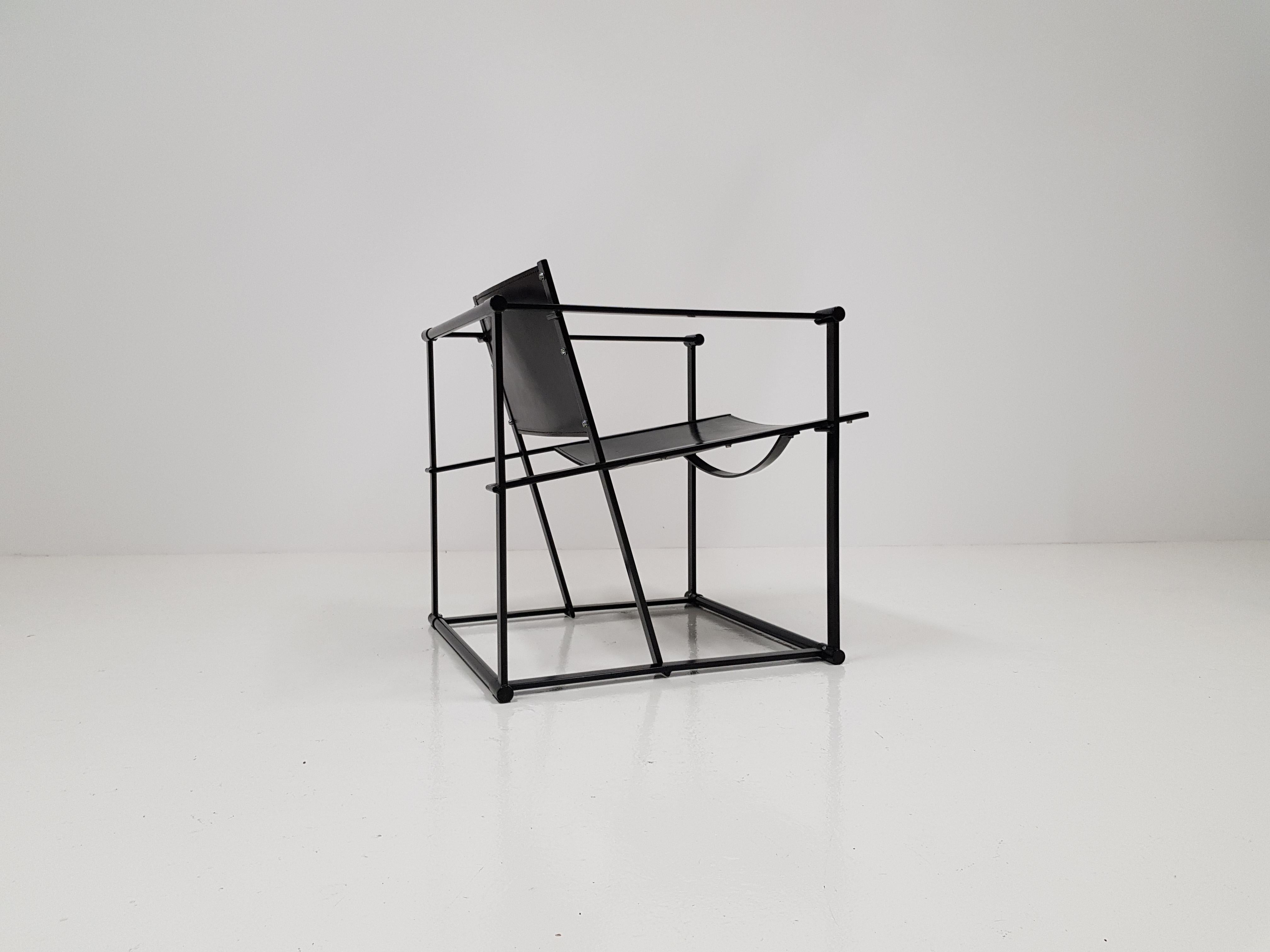 20th Century Steel and Leather FM62 Chair by Radboud Van Beekum for Pastoe, 1980s