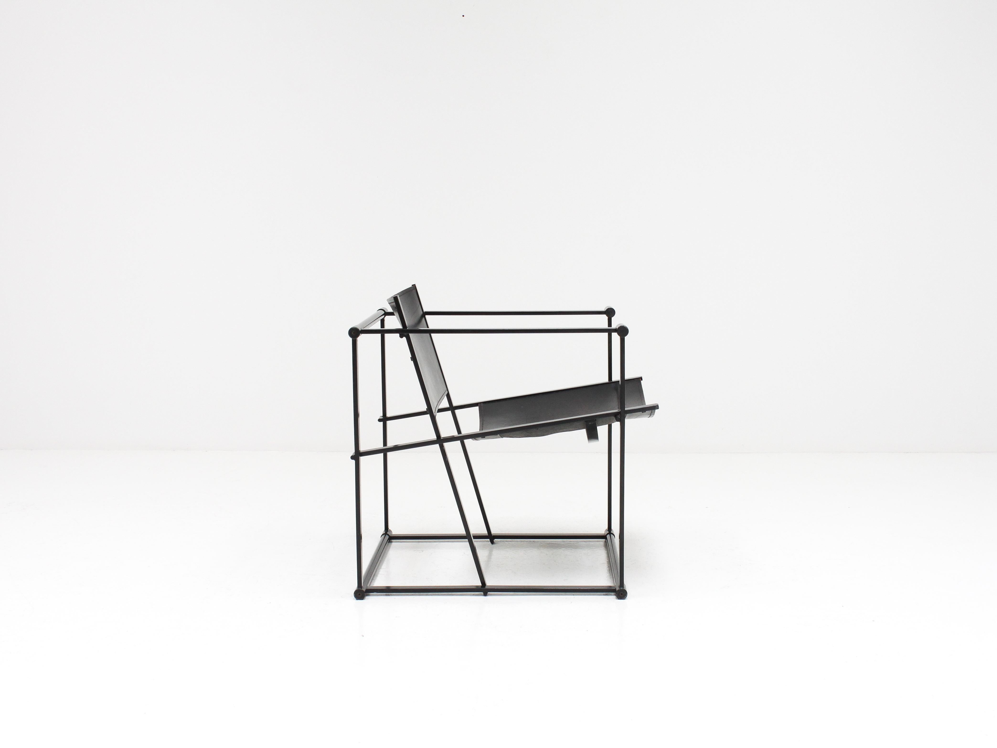 Post-Modern Steel and Leather FM62 Chair by Radboud Van Beekum for Pastoe, 1980s