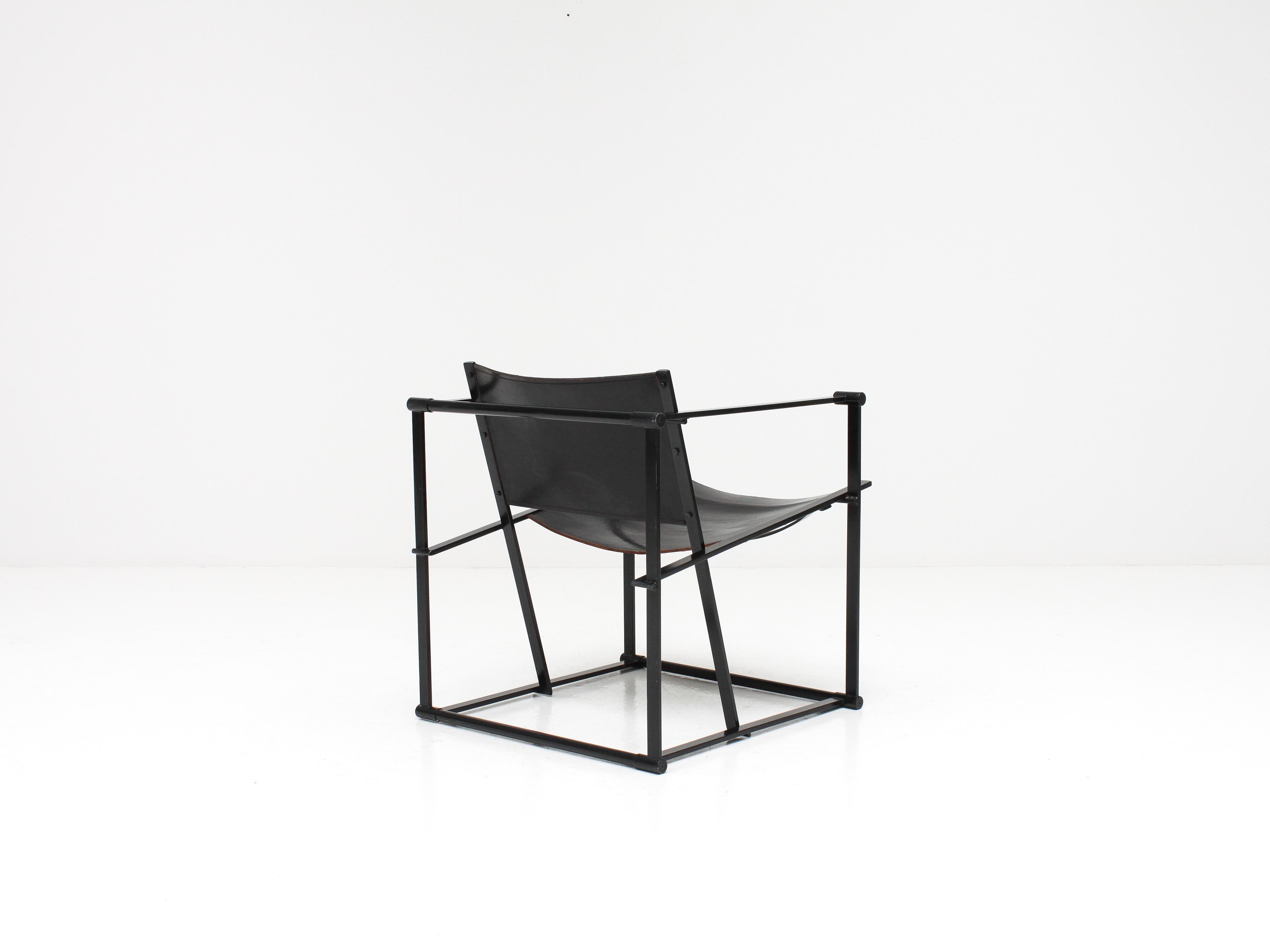 Steel and Leather FM62 Chair by Radboud Van Beekum for Pastoe, 1980s In Good Condition In London Road, Baldock, Hertfordshire