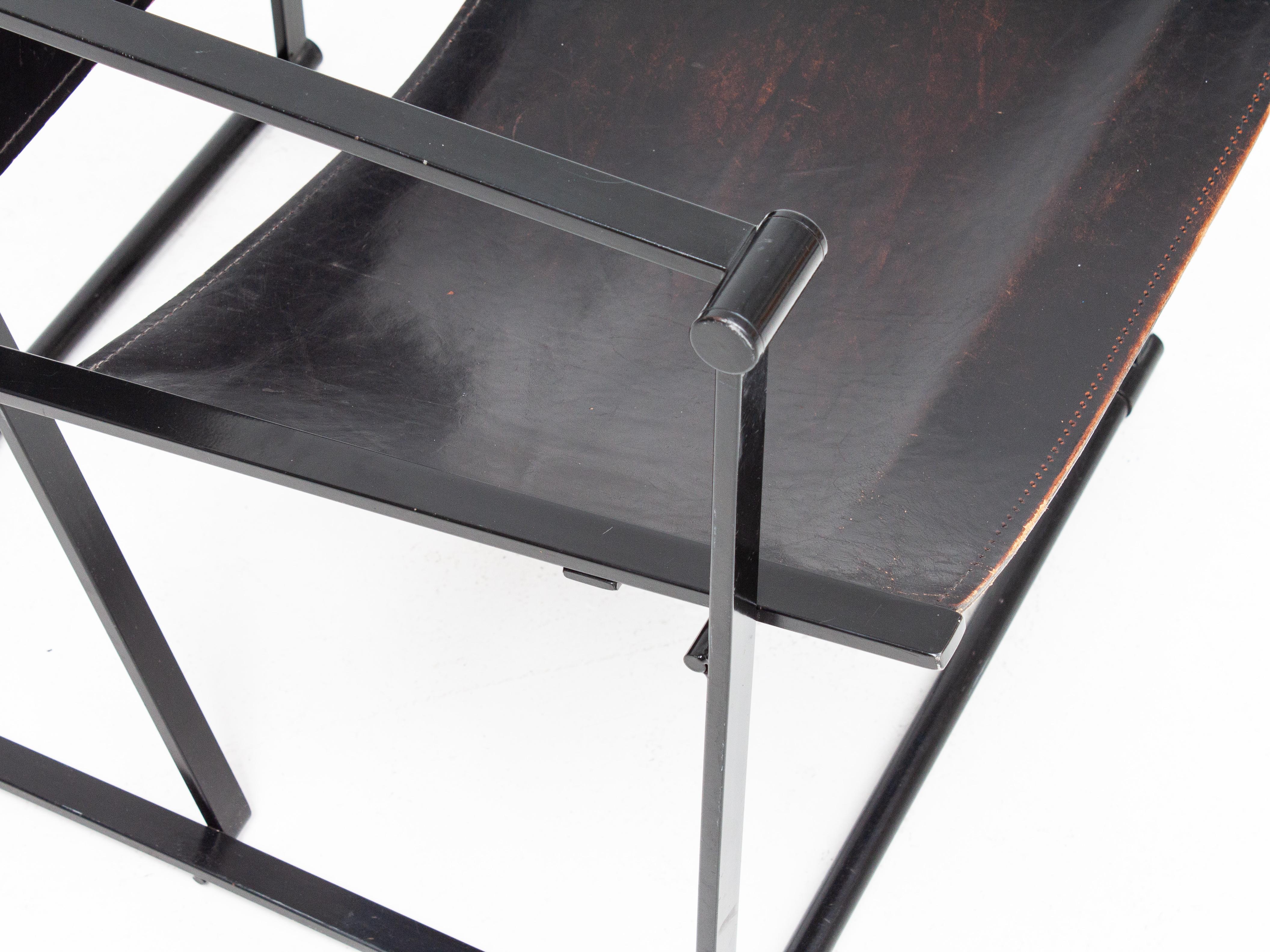 20th Century Steel and Leather FM62 Chair by Radboud Van Beekum for Pastoe, 1980s