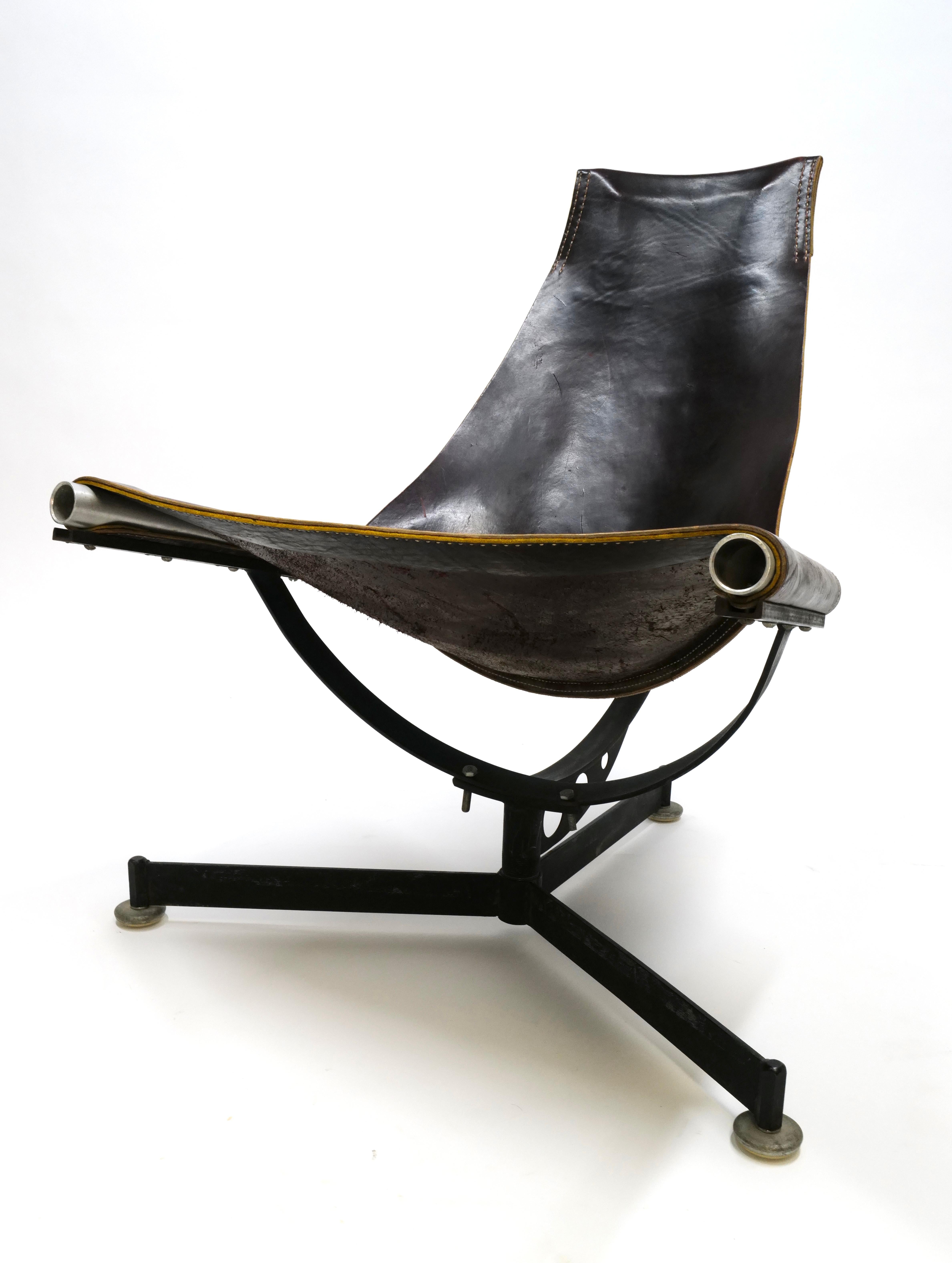 Steel and Leather Lounge Chair by Max Gottschalk For Sale 10