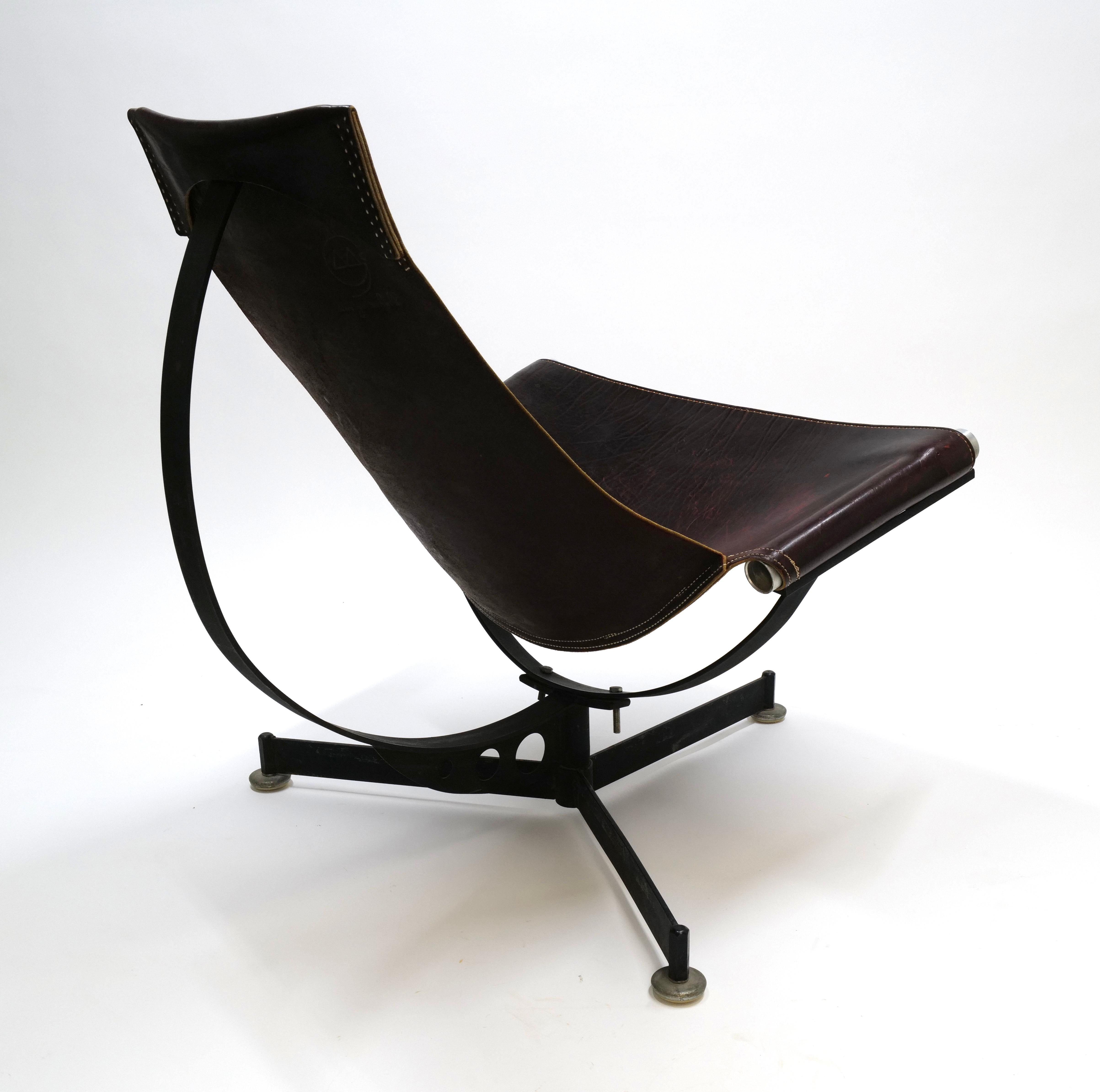 Steel and Leather Lounge Chair by Max Gottschalk In Good Condition For Sale In Oklahoma City, OK