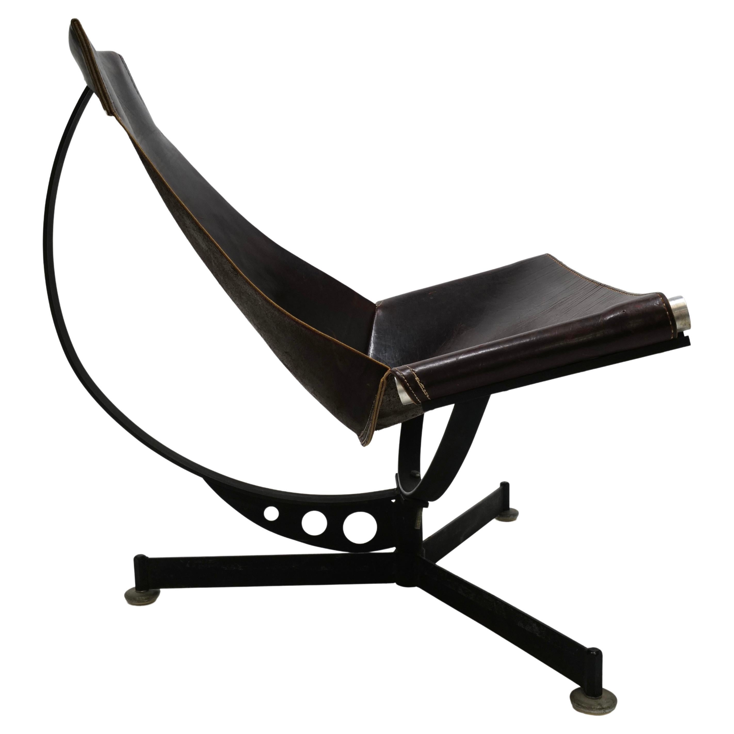 Steel and Leather Lounge Chair by Max Gottschalk For Sale
