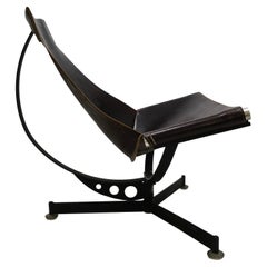 Chaise longue en acier et cuir de Max Gottschalk