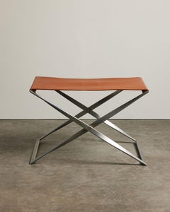 Steel and Leather "PK91" Stool by Poul Kjaerholm, Denmark, c. 1960