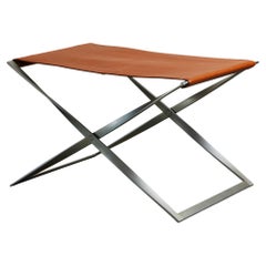 Steel and Leather "PK91" Stool by Poul Kjaerholm, Denmark, c. 1960