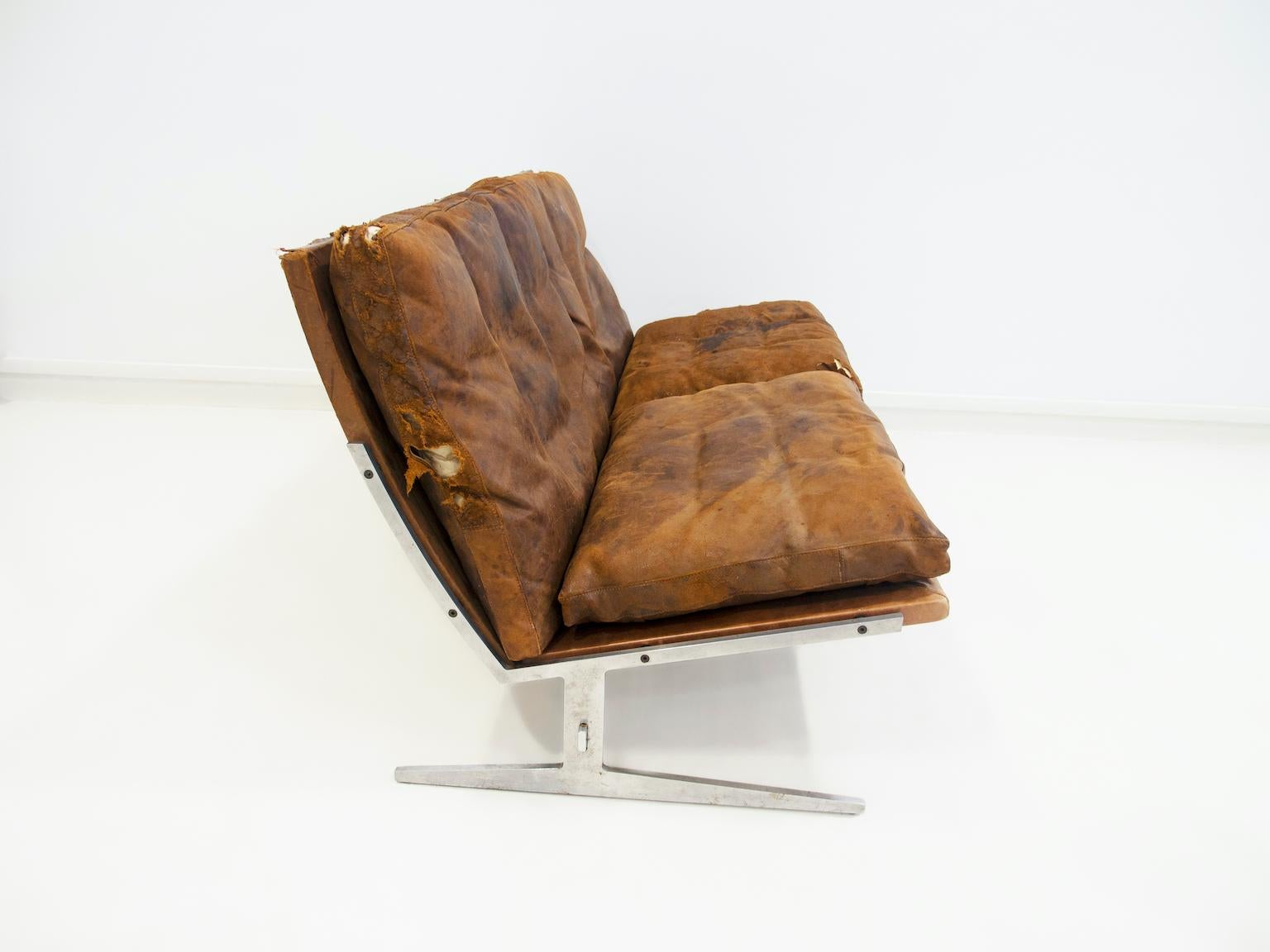 Danish Steel and Leather Sofa BO562 by Preben Fabricius & Jørgen Kastholm