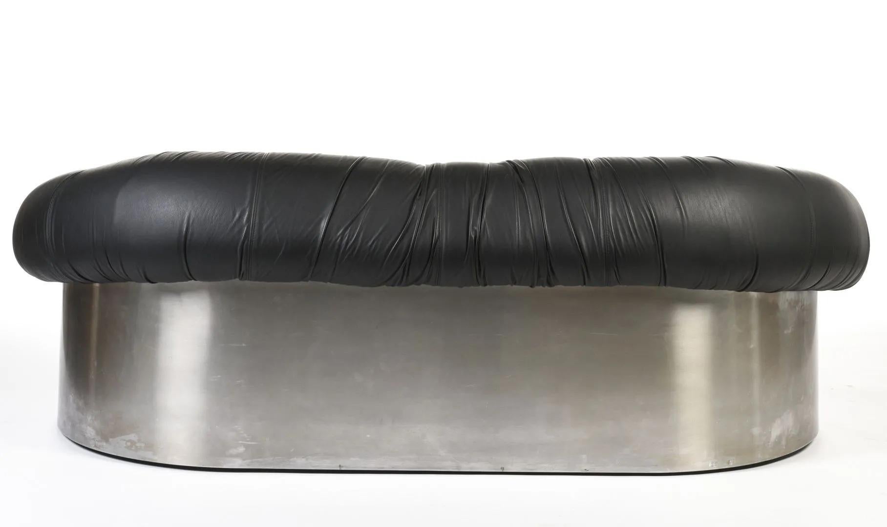 Mid-Century Modern Steel and Leather Sofa, circa 1960-1970
