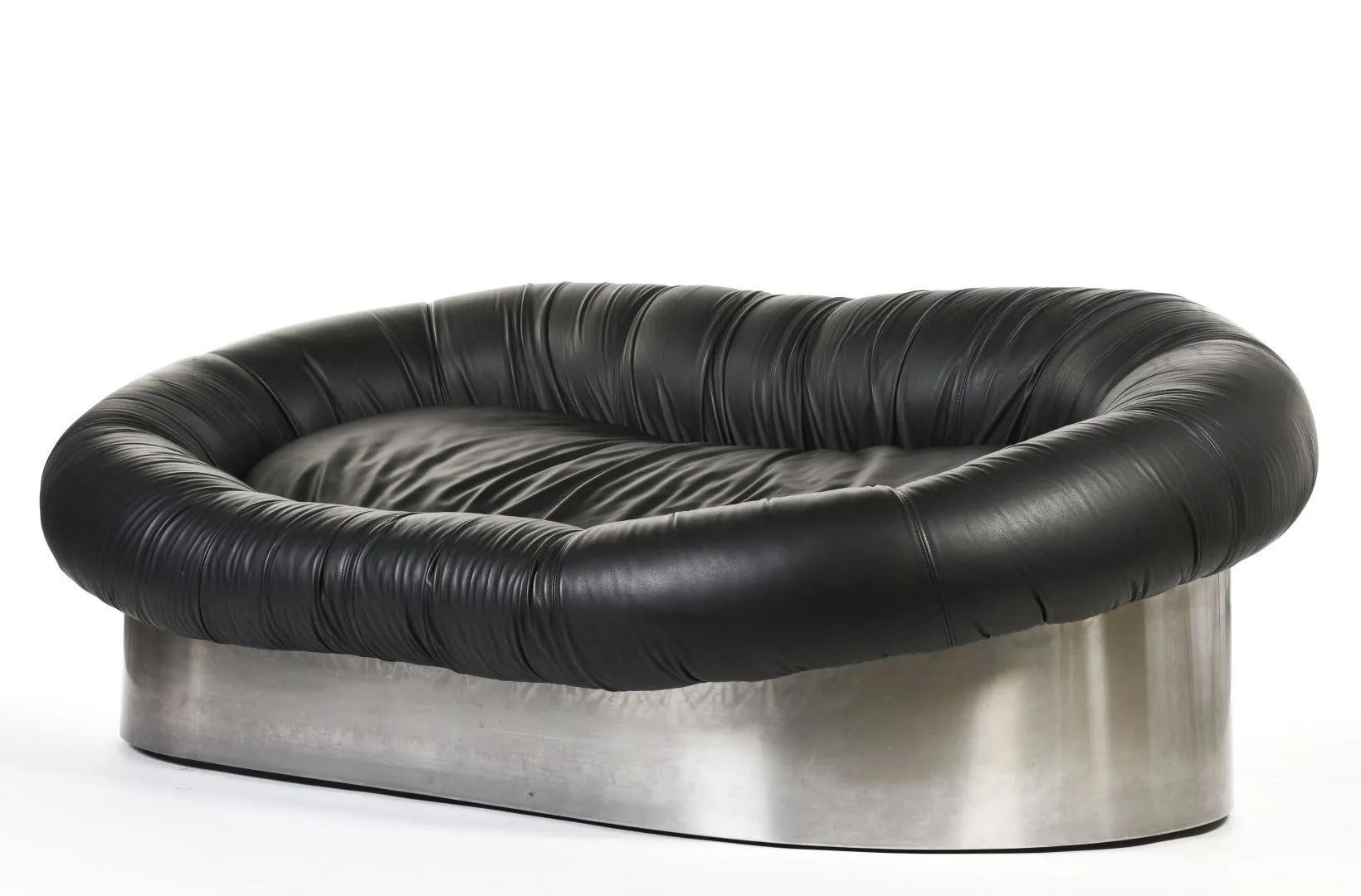 Mid-20th Century Steel and Leather Sofa, circa 1960-1970
