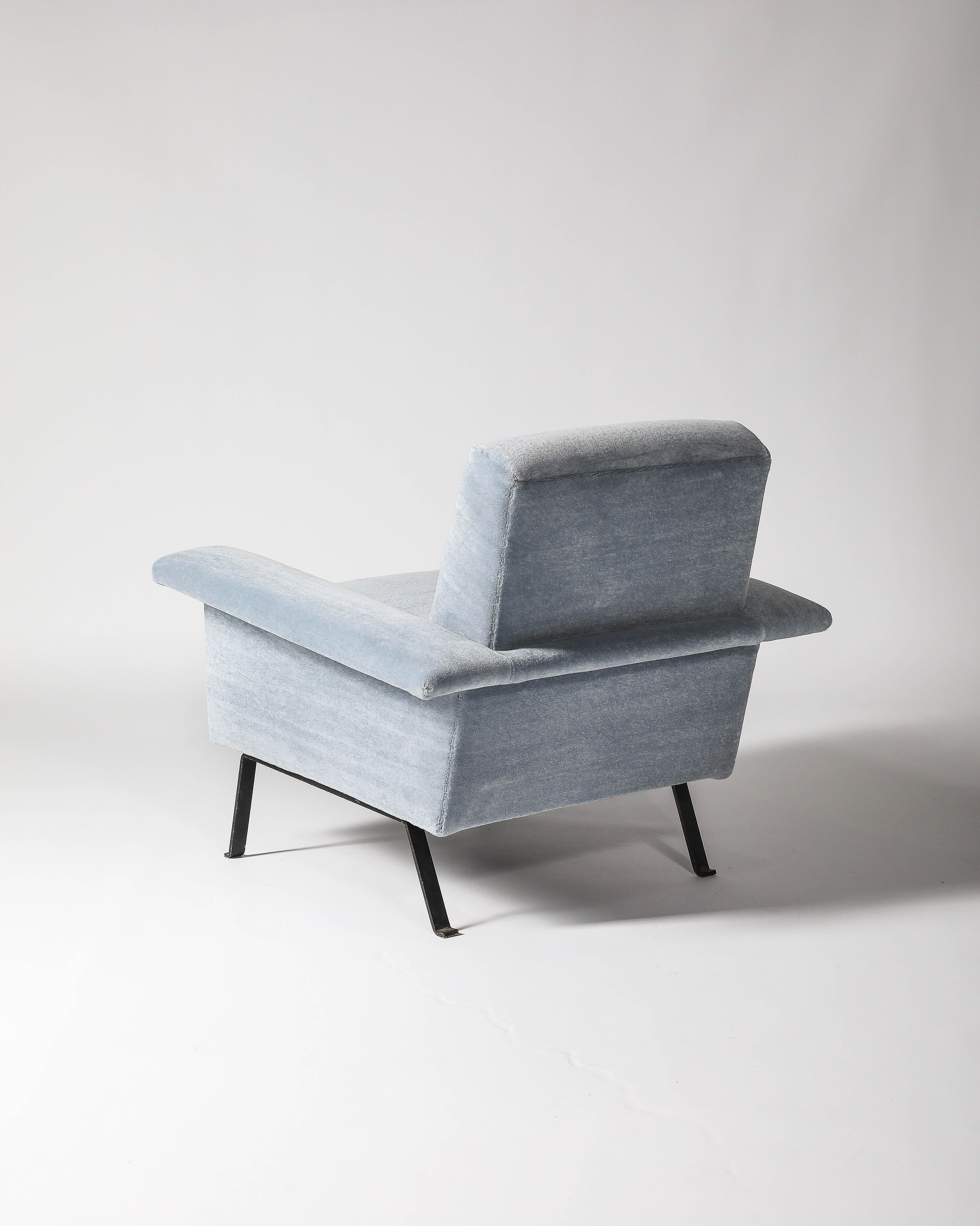 Fauteuil en acier et mohair à la manière d'Ico Parisi, Italie, c. 1960 en vente 5