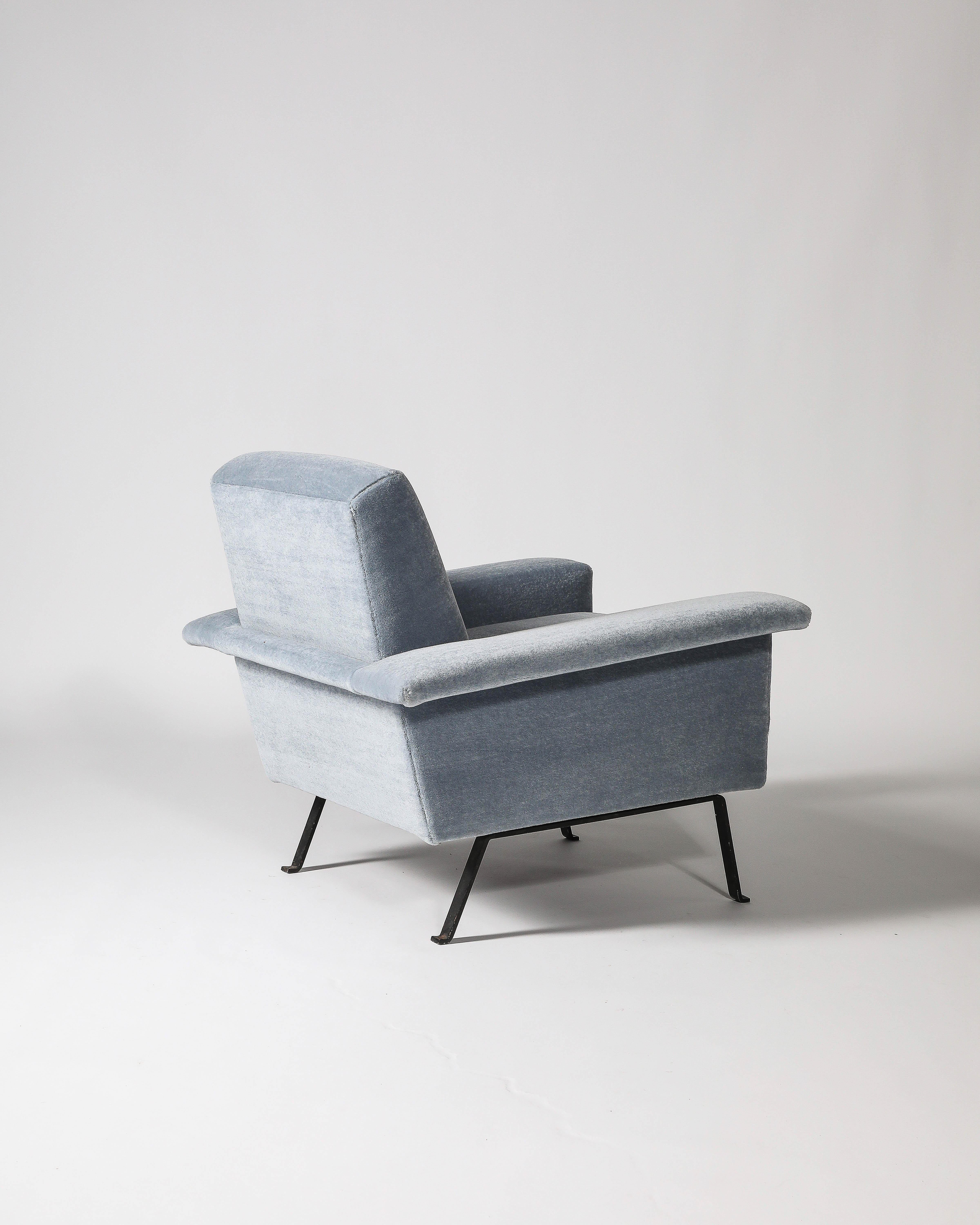 Fauteuil en acier et mohair à la manière d'Ico Parisi, Italie, c. 1960 en vente 7