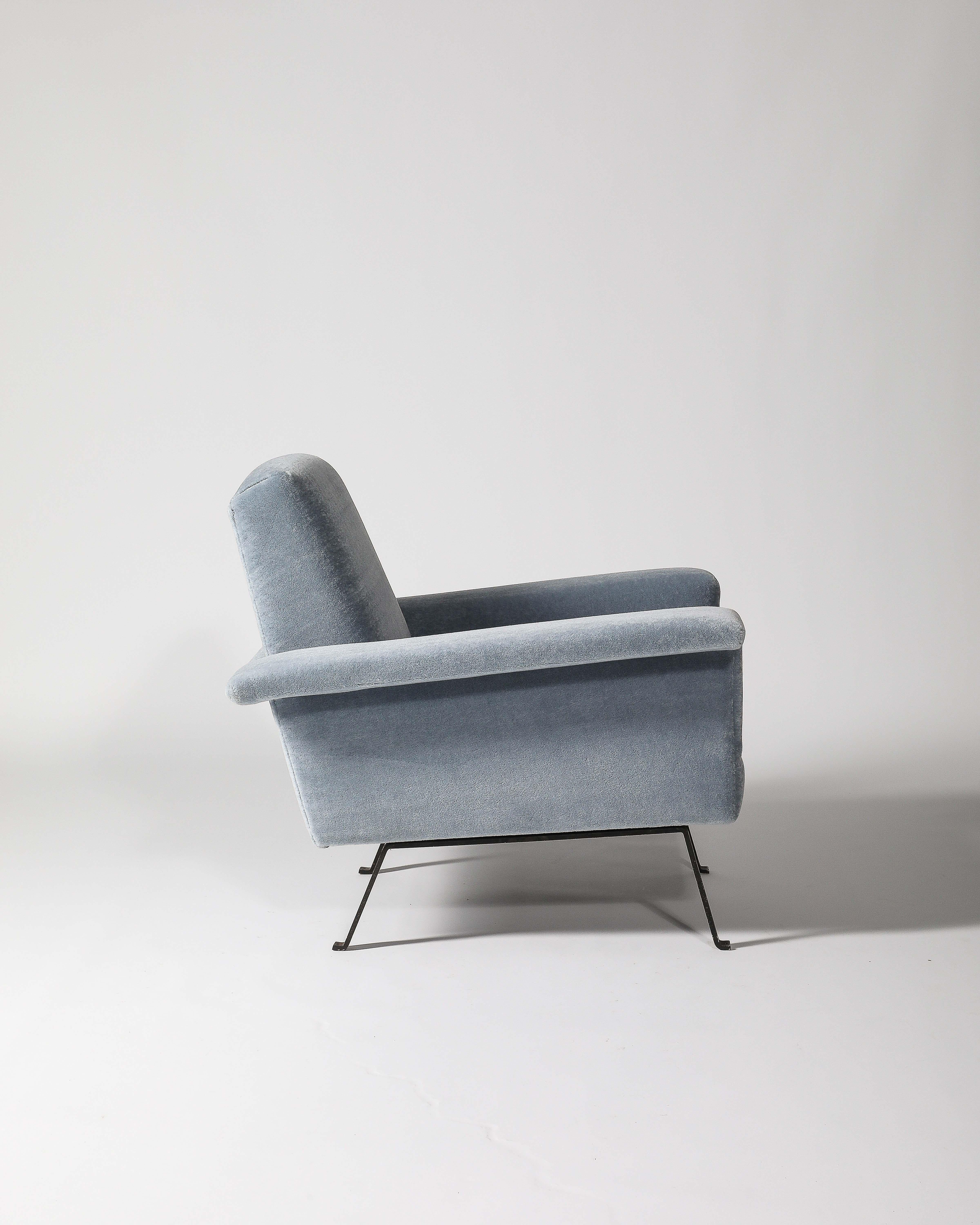 Fauteuil en acier et mohair à la manière d'Ico Parisi, Italie, c. 1960 en vente 8