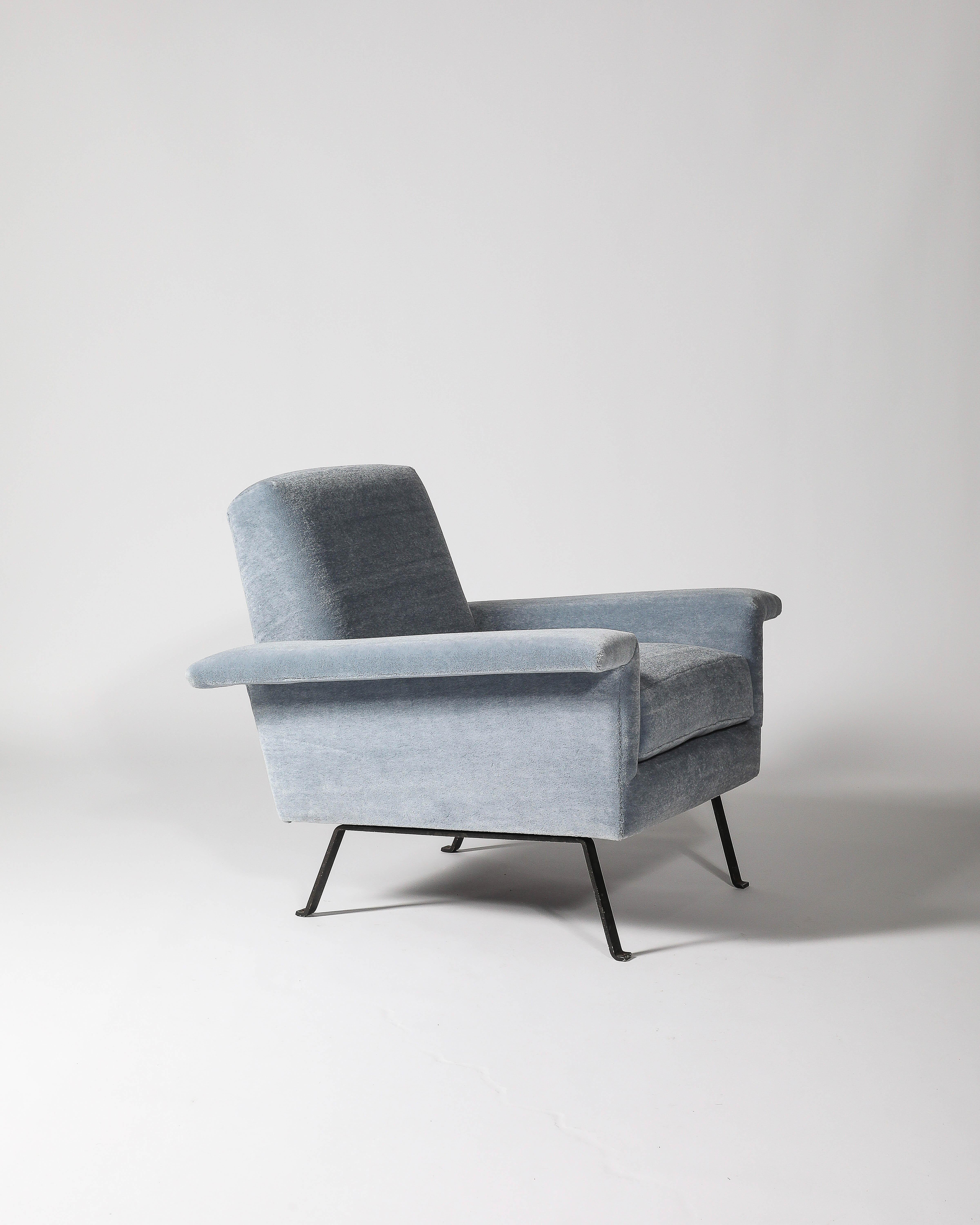 Fauteuil en acier et mohair à la manière d'Ico Parisi, Italie, c. 1960 en vente 9