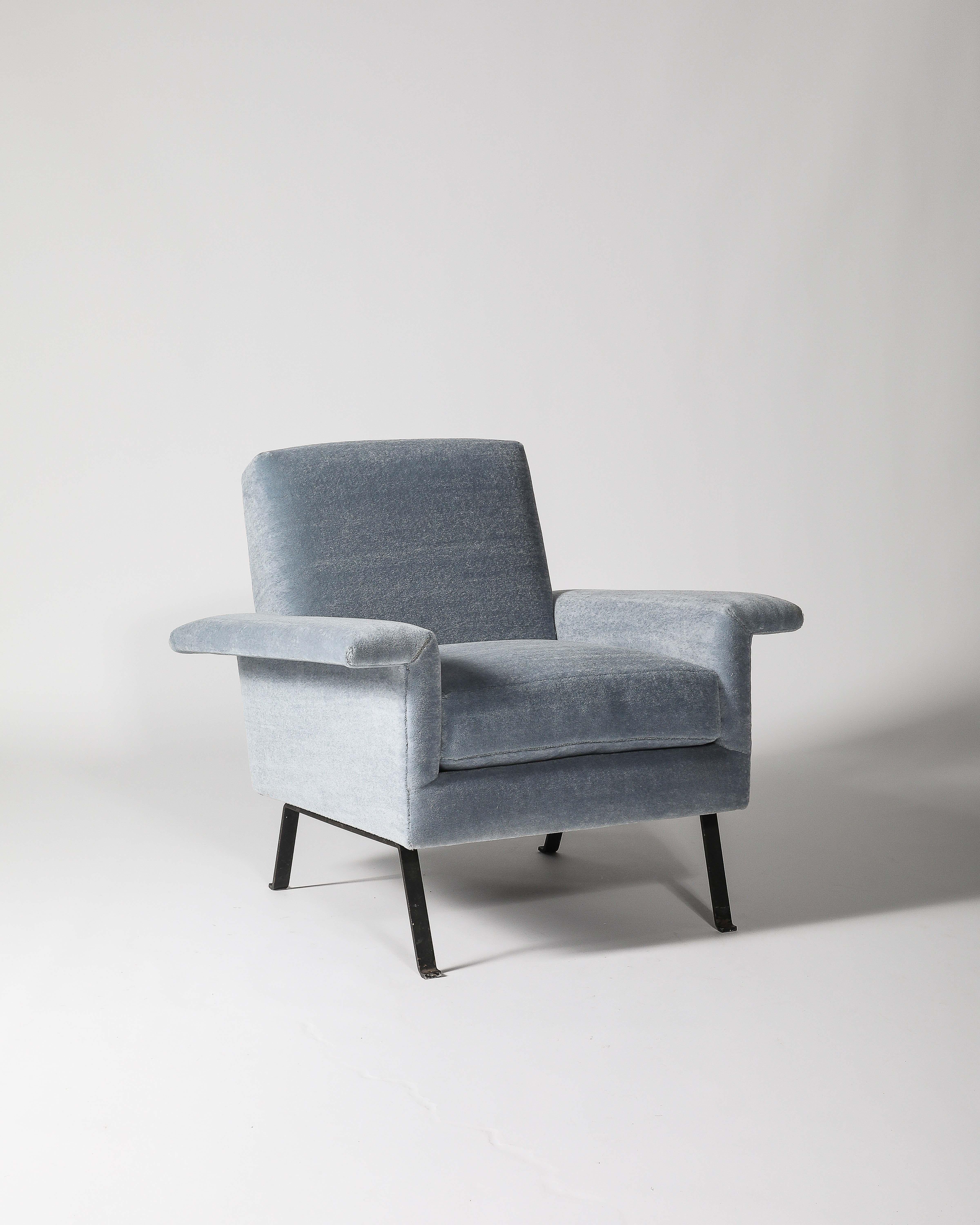 Fauteuil en acier et mohair à la manière d'Ico Parisi, Italie, c. 1960 en vente 10