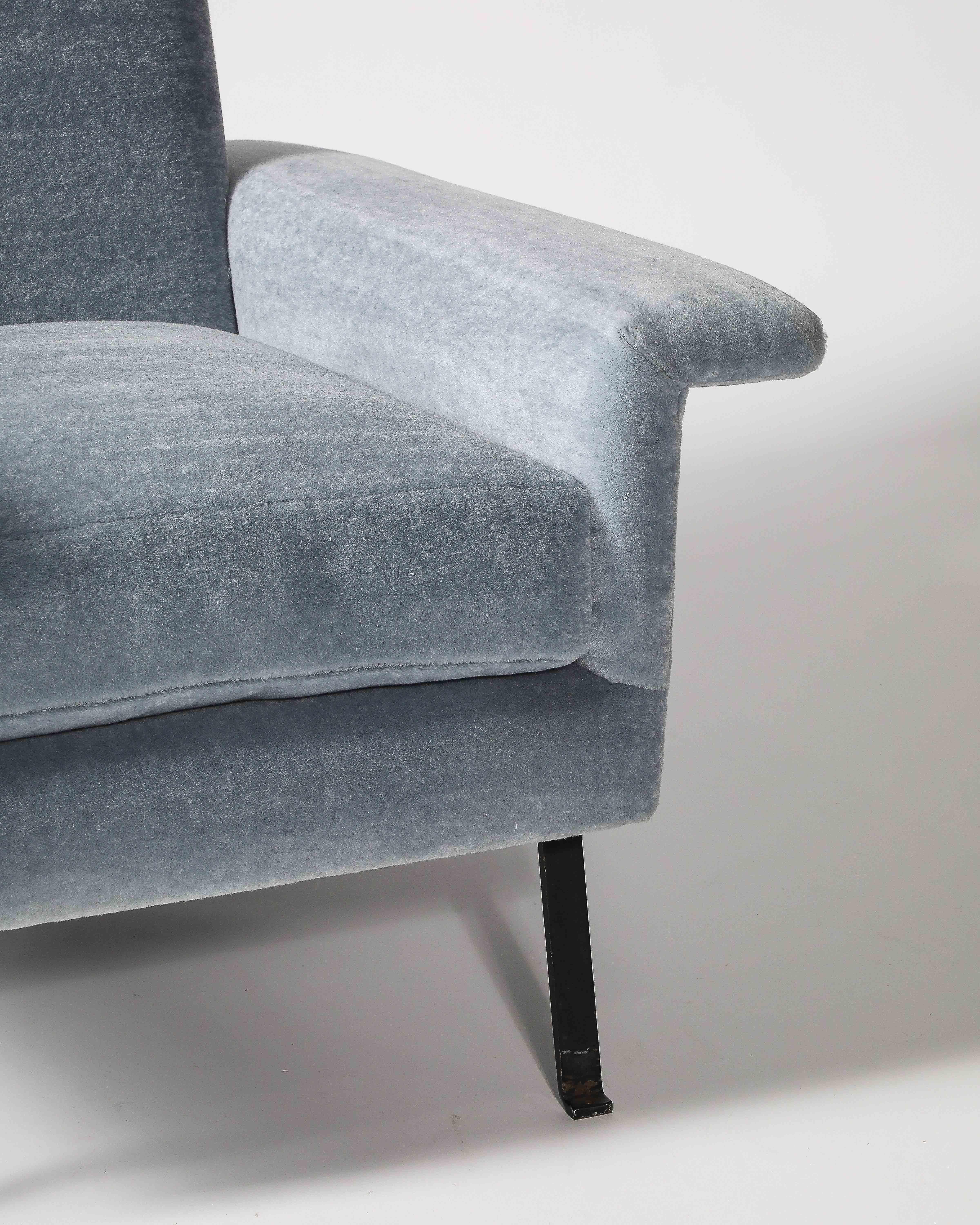 Fauteuil en acier et mohair à la manière d'Ico Parisi, Italie, c. 1960 en vente 11