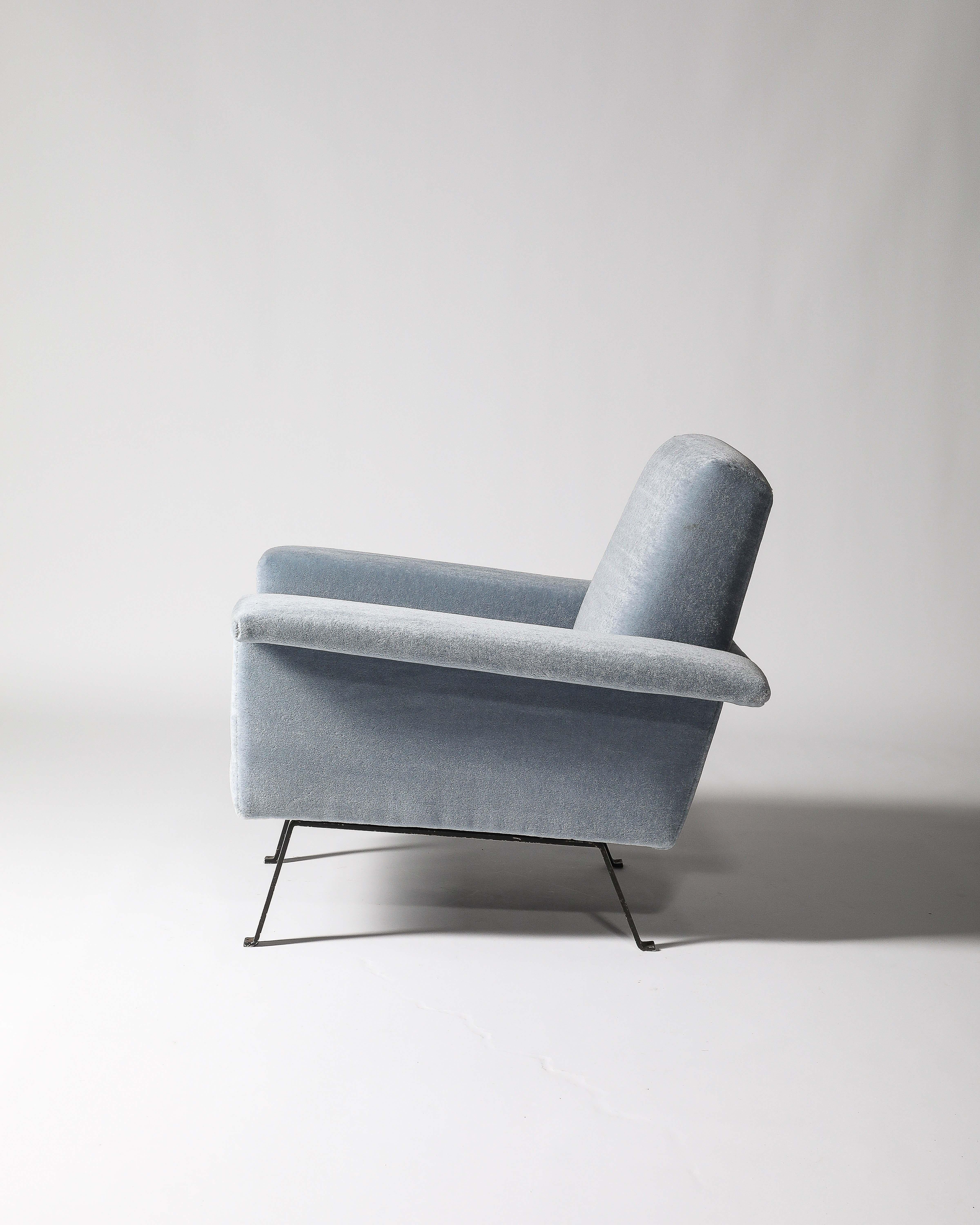 Fauteuil en acier et mohair à la manière d'Ico Parisi, Italie, c. 1960 en vente 2