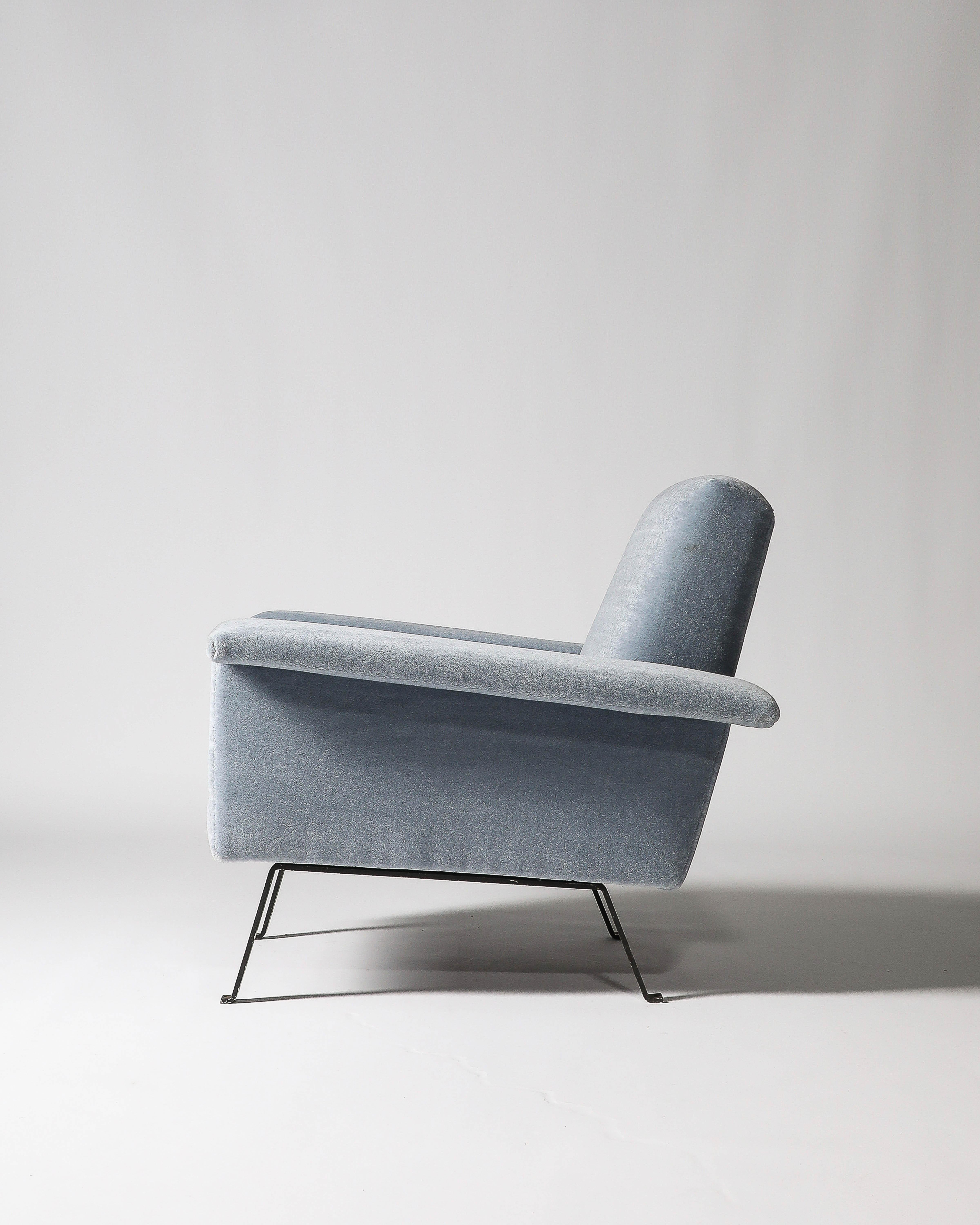 Fauteuil en acier et mohair à la manière d'Ico Parisi, Italie, c. 1960 en vente 3
