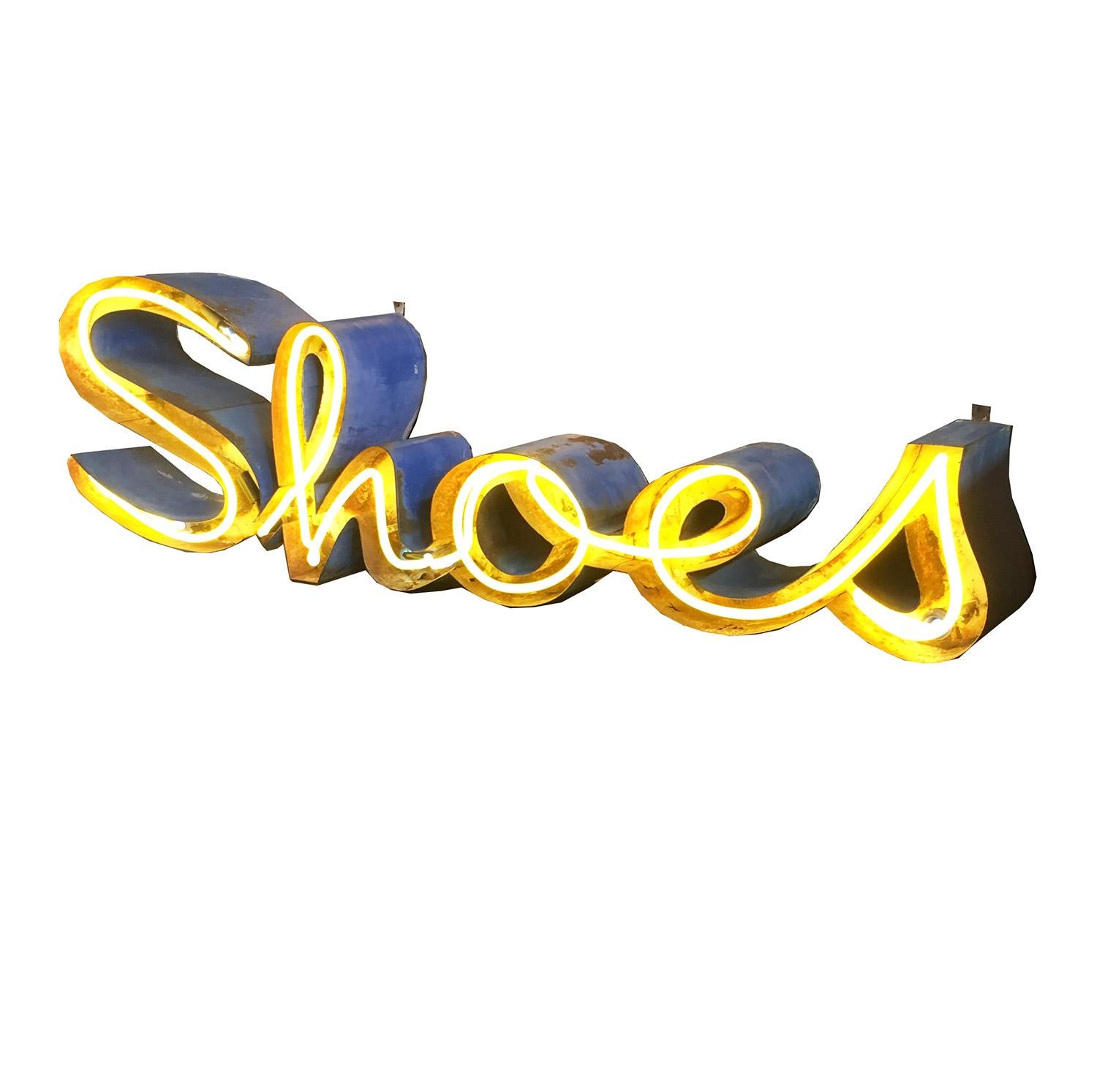Steel and Neon "Shoes" Wall Display Sign