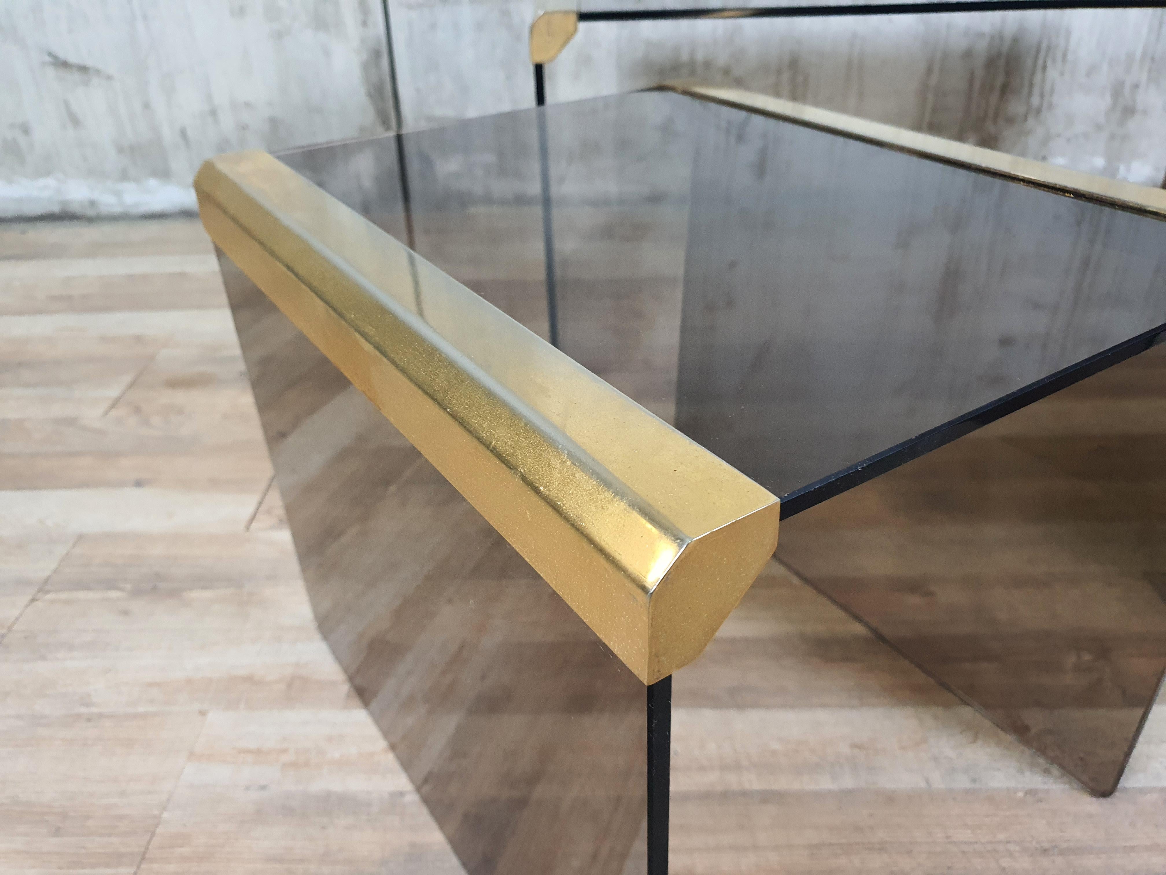 Steel and Smoked Glass Coffee Tables by P. Gallotti for Gallotti & Radice For Sale 6