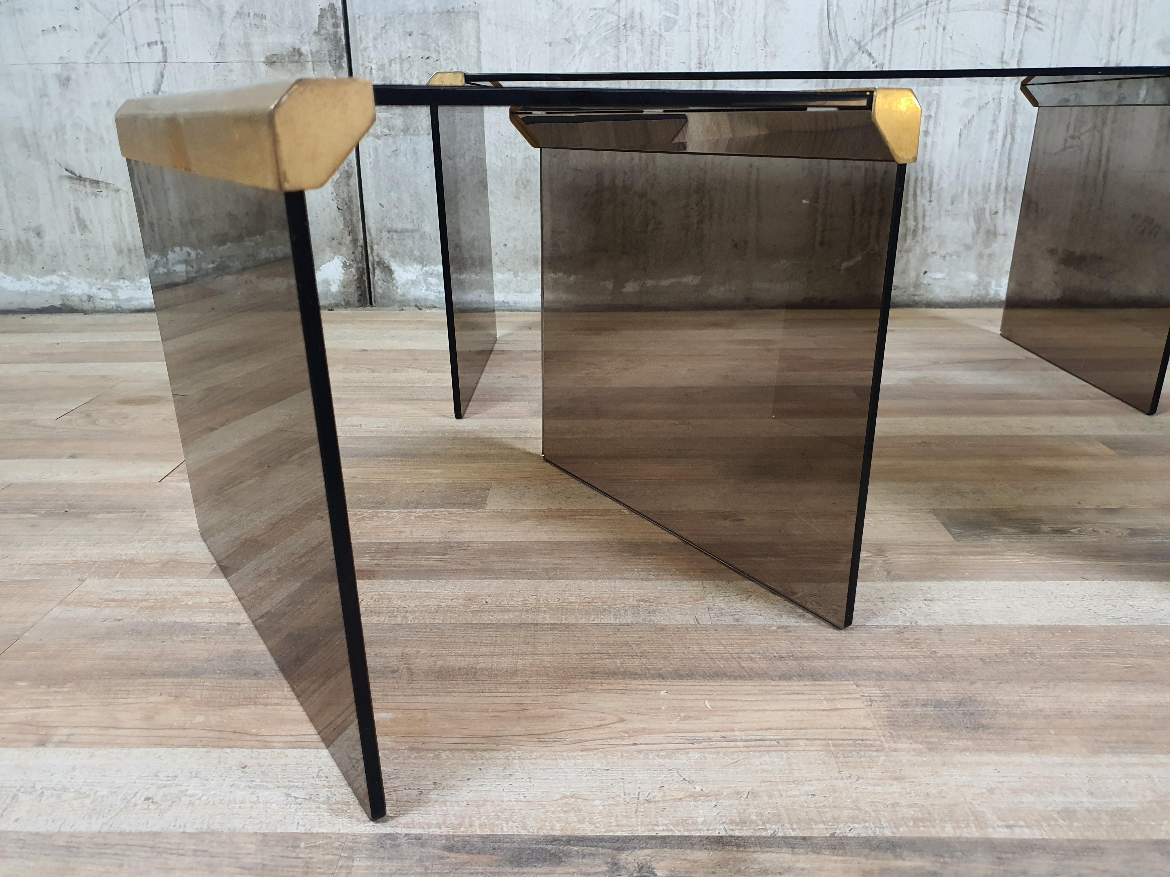 Steel and Smoked Glass Coffee Tables by P. Gallotti for Gallotti & Radice For Sale 7