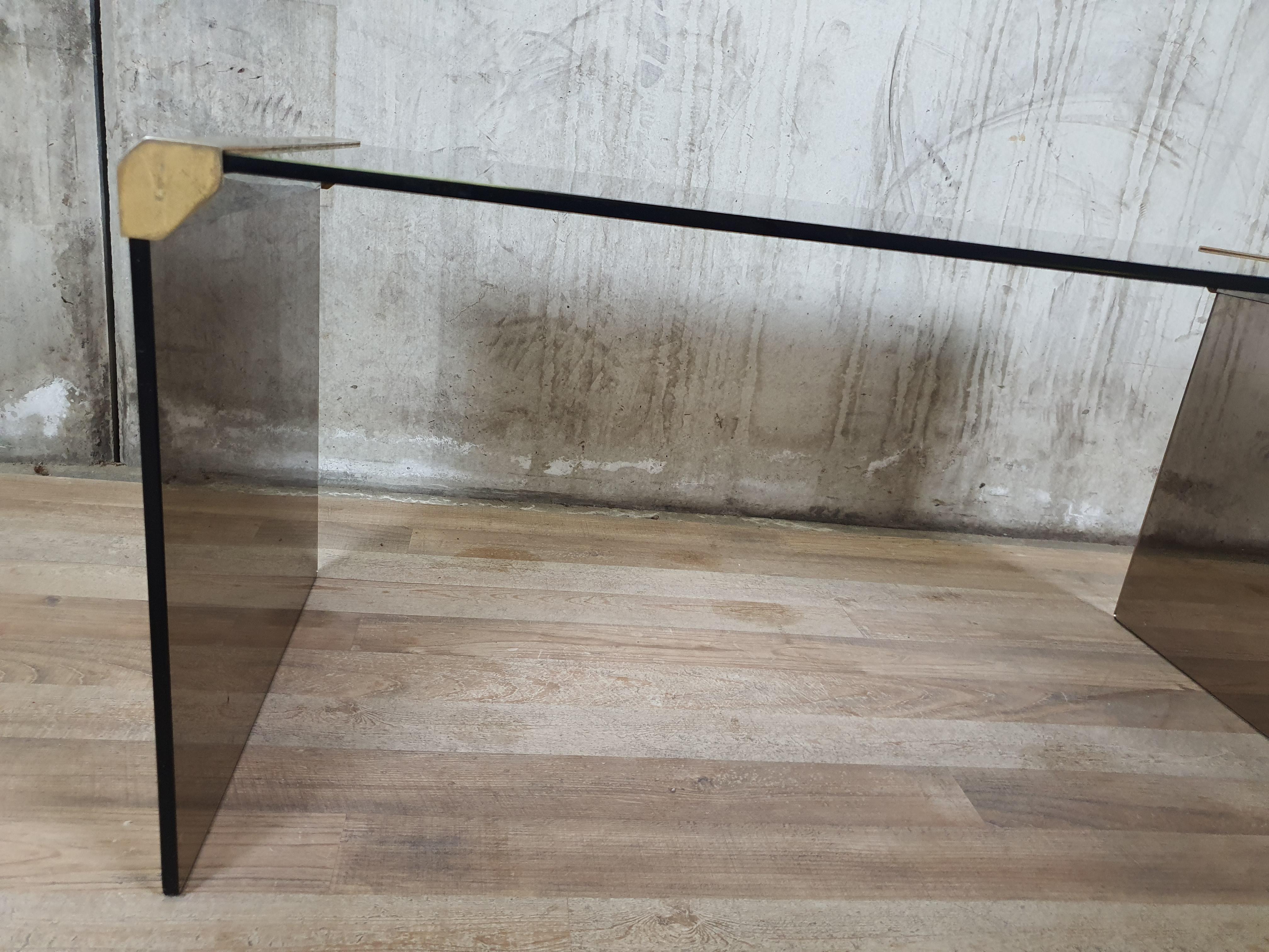 Steel and Smoked Glass Coffee Tables by P. Gallotti for Gallotti & Radice For Sale 9