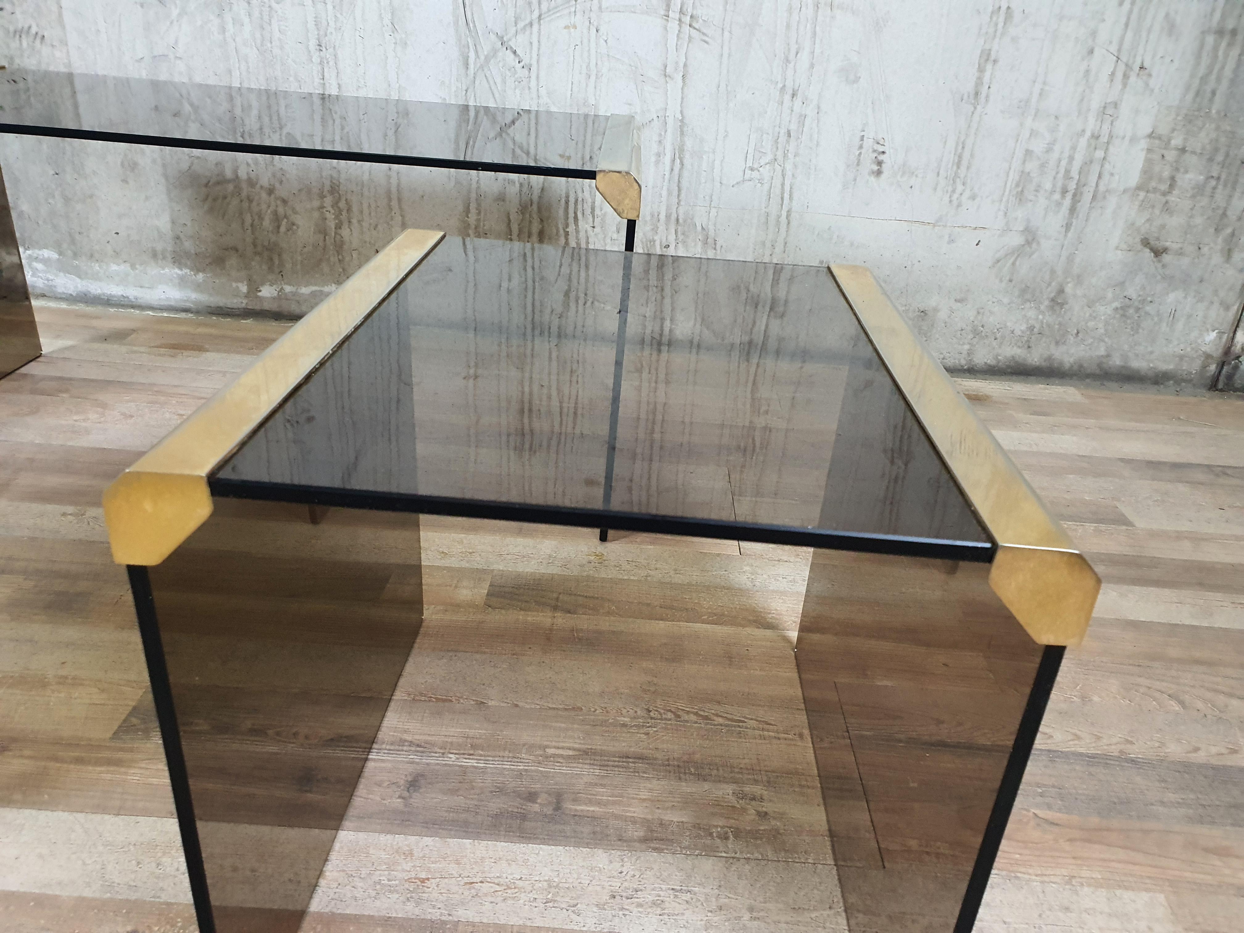 20th Century Steel and Smoked Glass Coffee Tables by P. Gallotti for Gallotti & Radice For Sale
