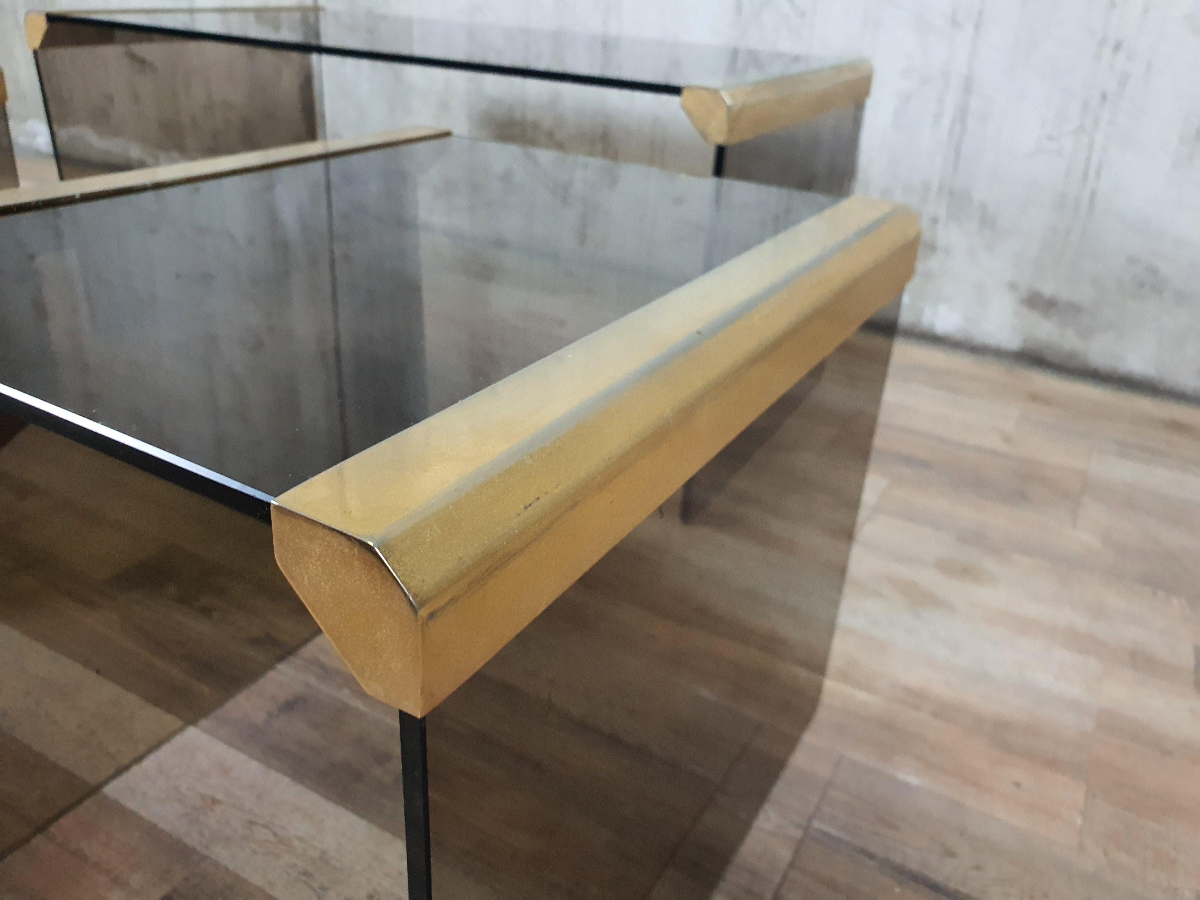 Steel and Smoked Glass Coffee Tables by P. Gallotti for Gallotti & Radice For Sale 1