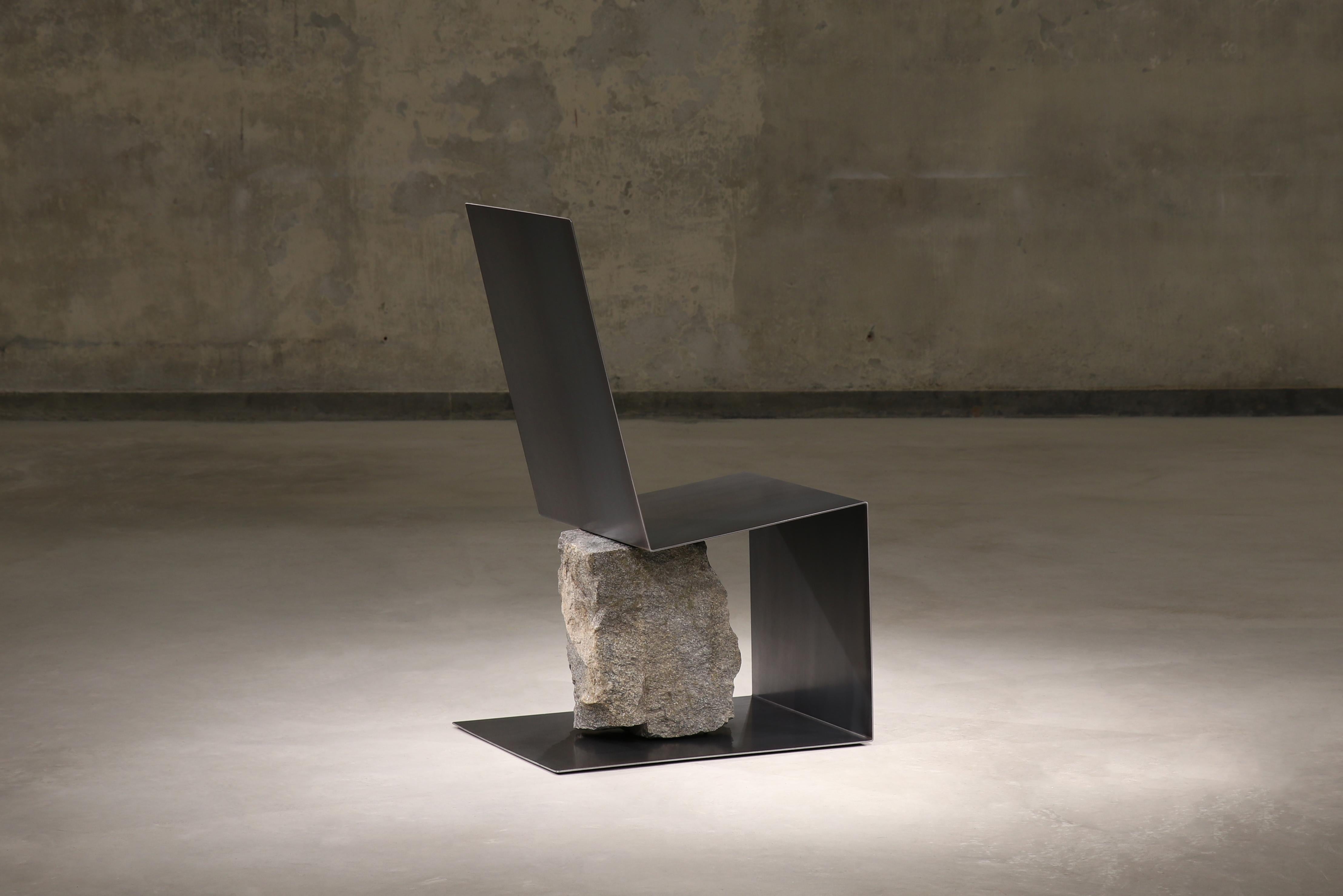 Stainless Steel Steel and Stone Chair by Batten and Kamp