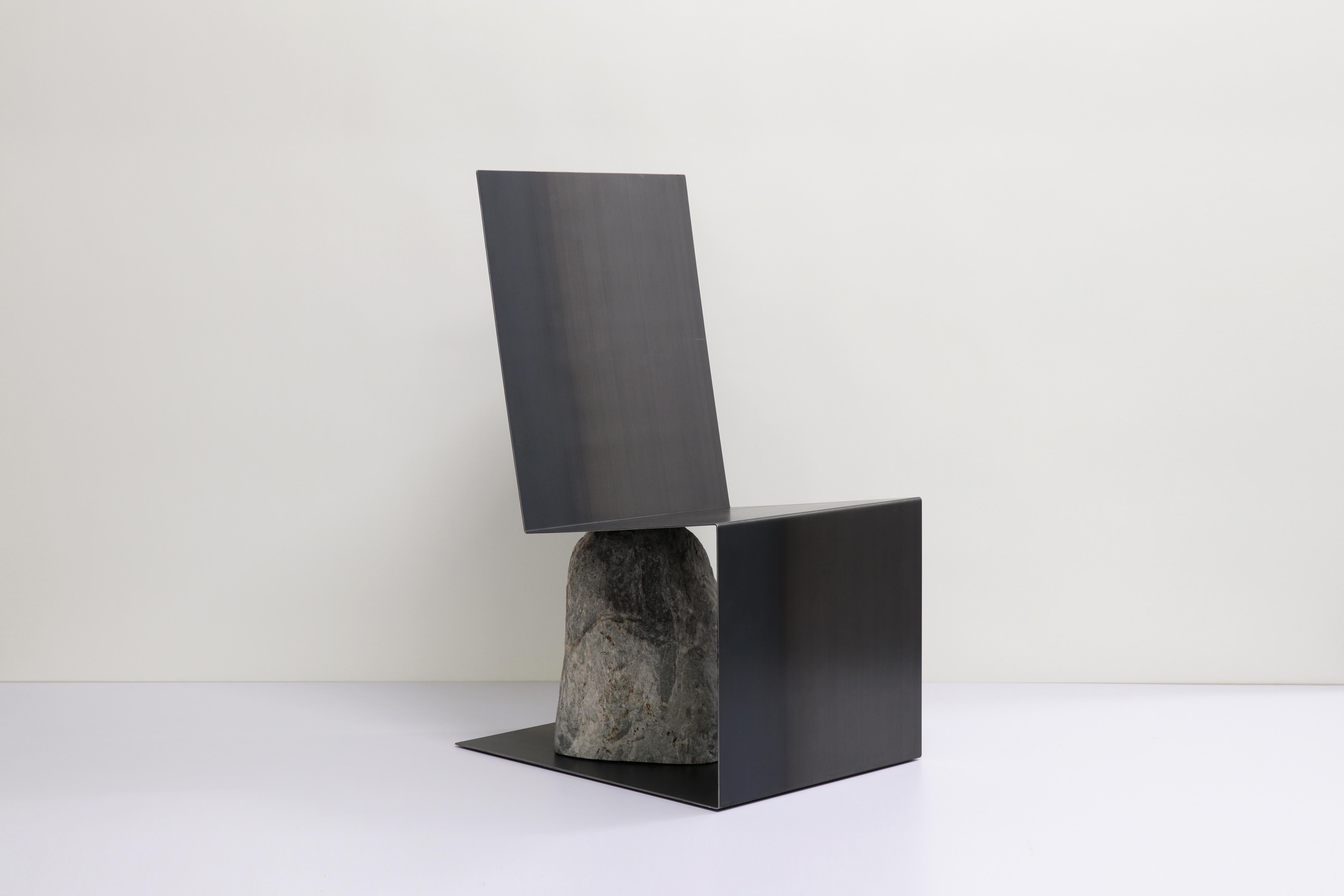 Modern Steel and Stone Chair by Batten and Kamp For Sale