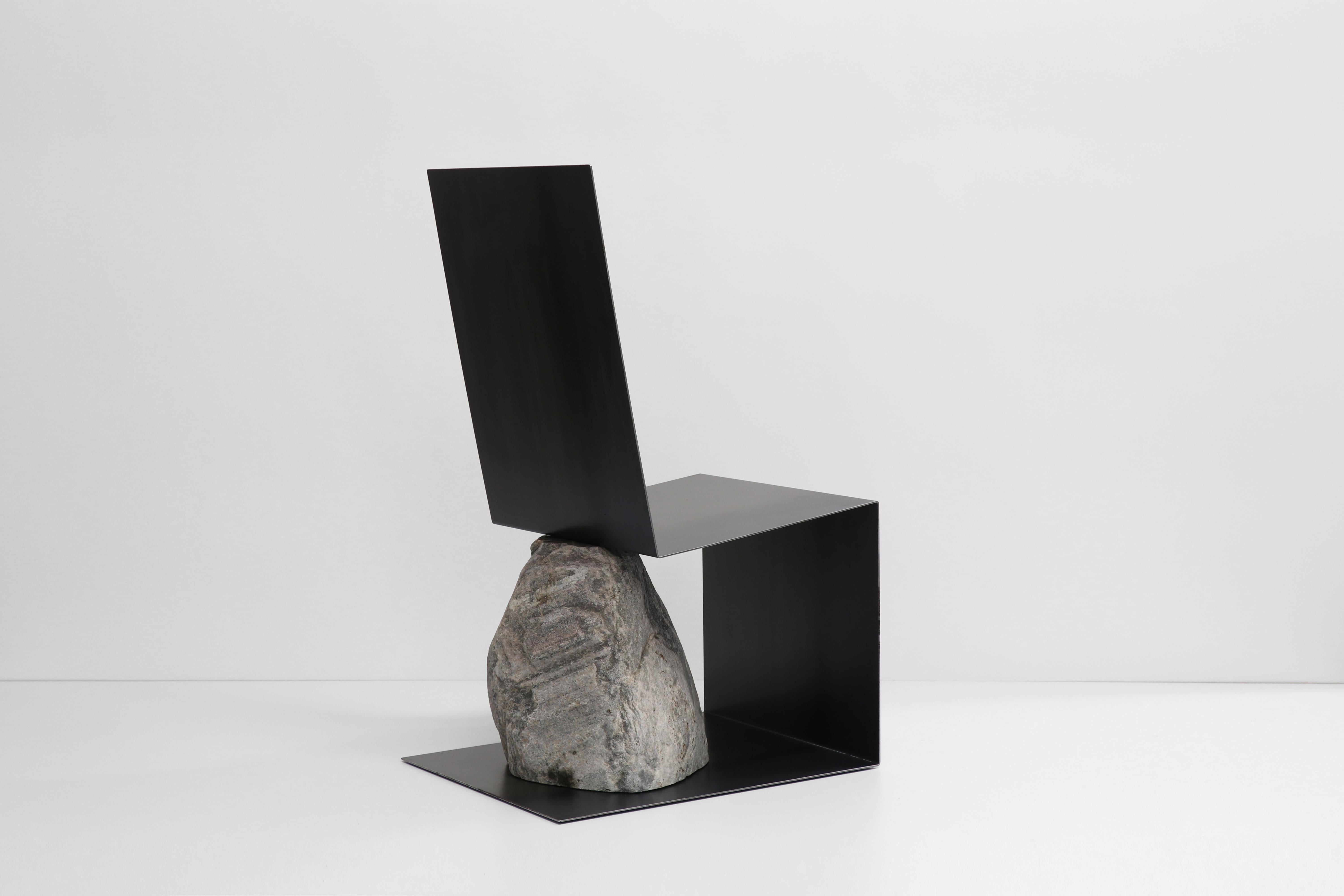 Steel and Stone Chair by Batten and Kamp In New Condition For Sale In Geneve, CH